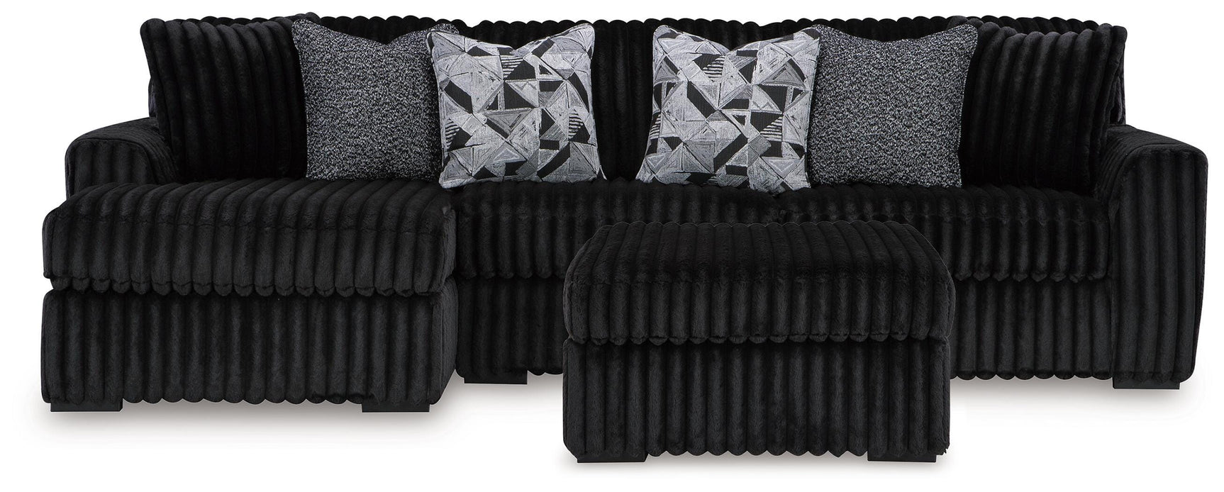 Midnight-Madness Onyx 2-Piece Sectional and Ottoman