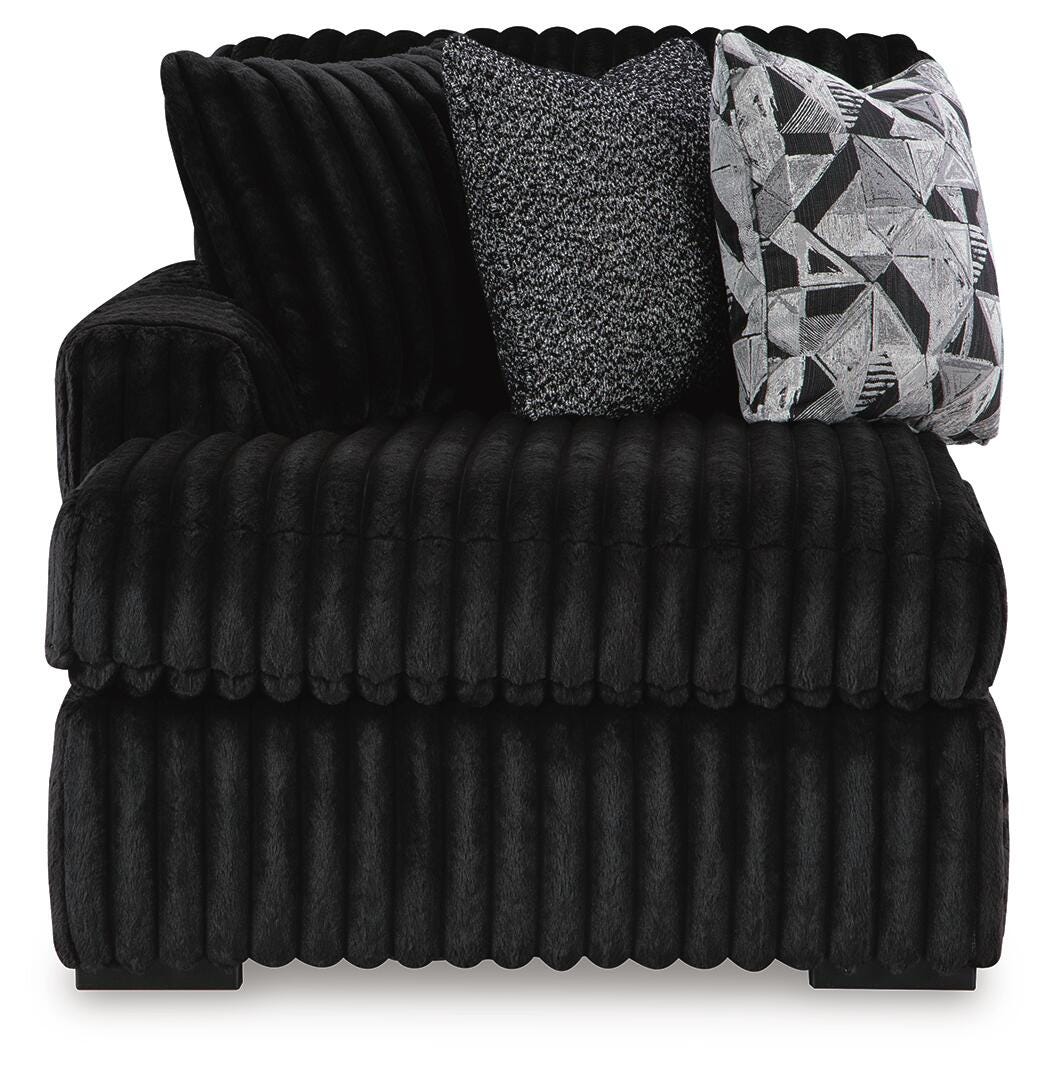 Midnight-Madness Onyx 2-Piece Sectional and Ottoman