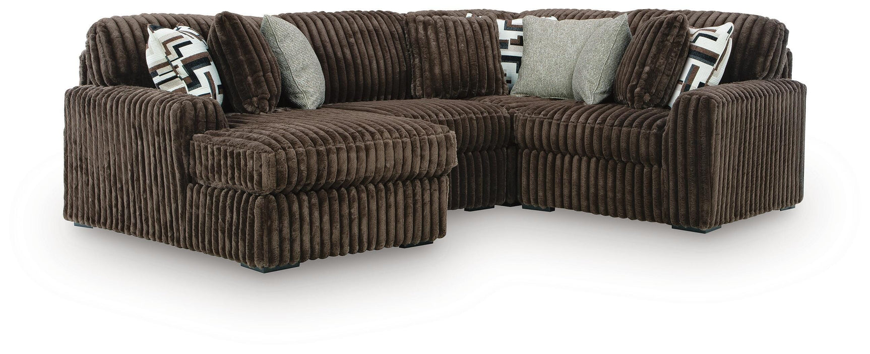 Midnight-Madness Chocolate 4-Piece Sectional with LAF Chaise