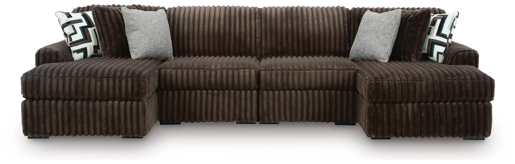 Midnight-Madness Chocolate 4-Piece Double Chaise Sectional (Online Special Price)