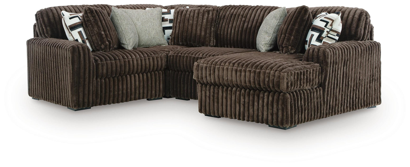 Midnight-Madness Chocolate 4-Piece Sectional with RAF Chaise
