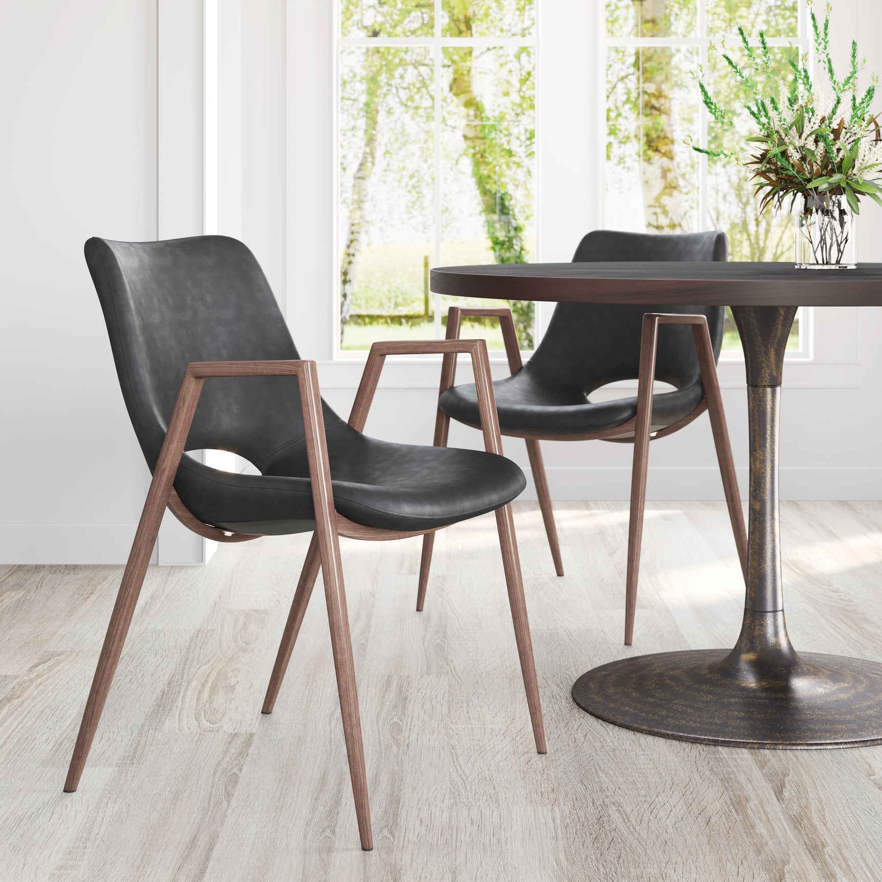 Desi Black & Walnut Dining Chair (Set of 2)