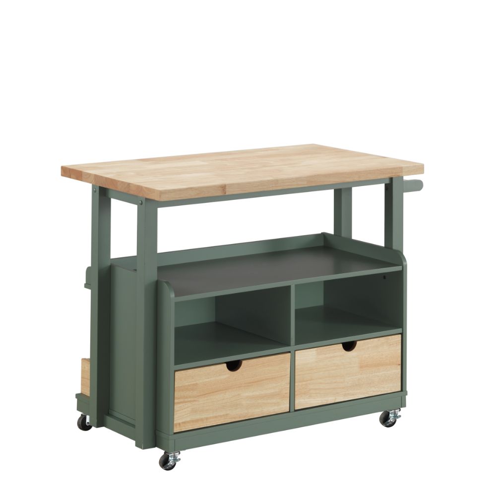 Harper Natural/Green Kitchen Cart
