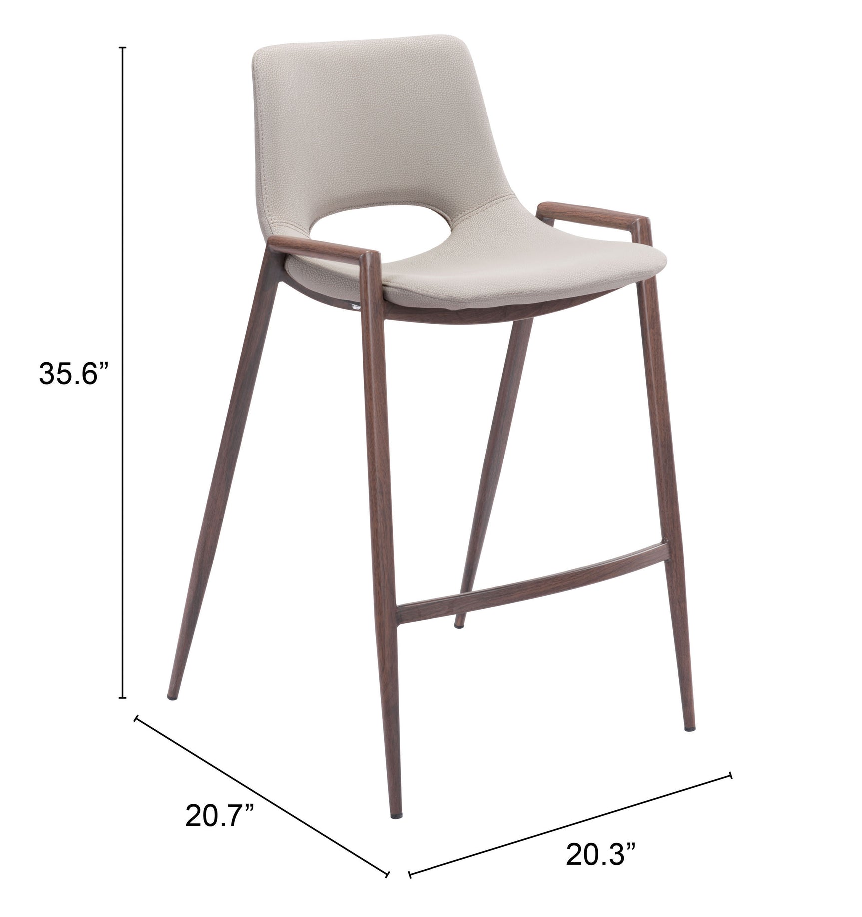 Desi Beige & Walnut Counter Stool (Set of 2)