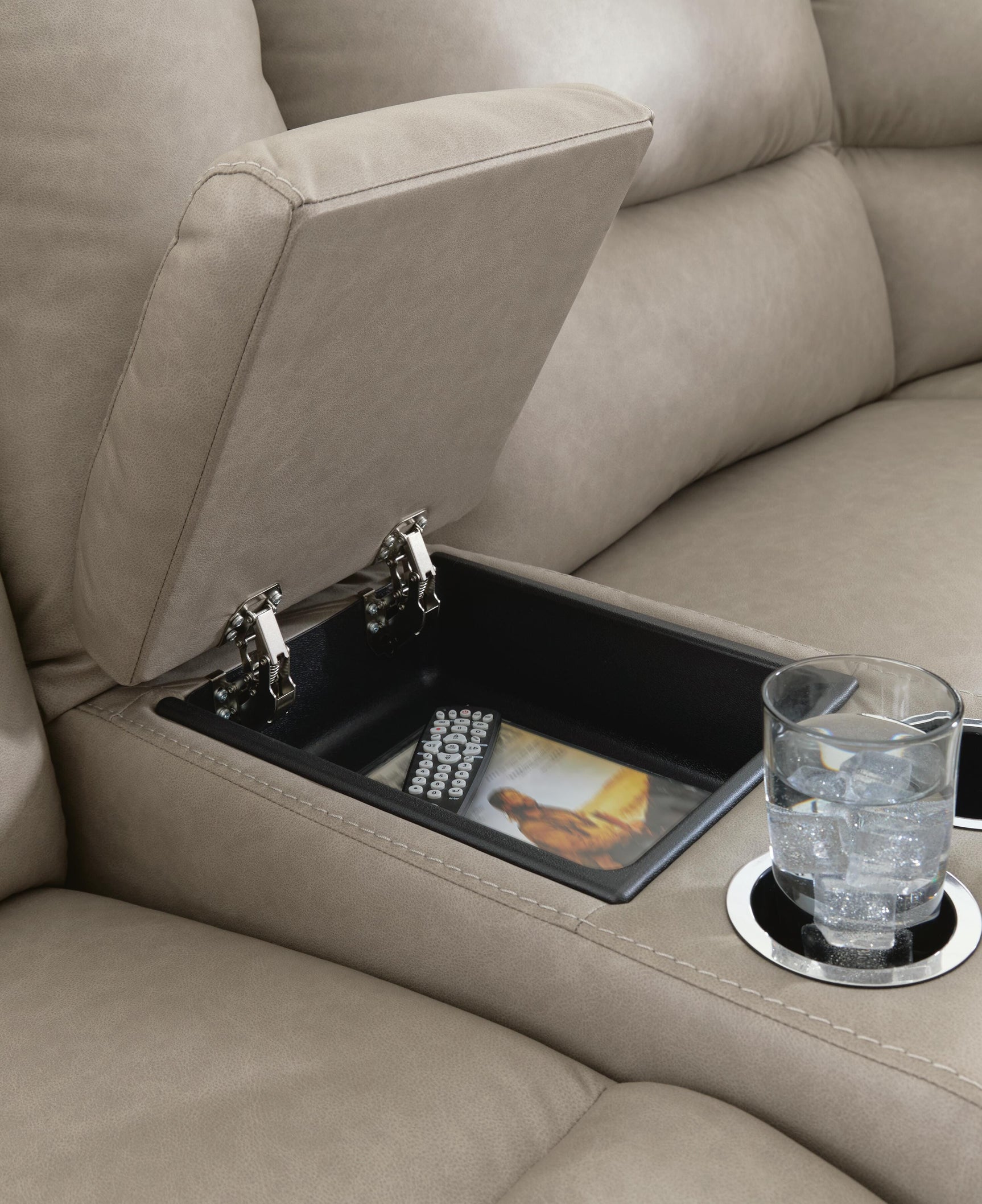 Narwhal Place Pebble 5-Piece Reclining Sectional with Storage Consoles