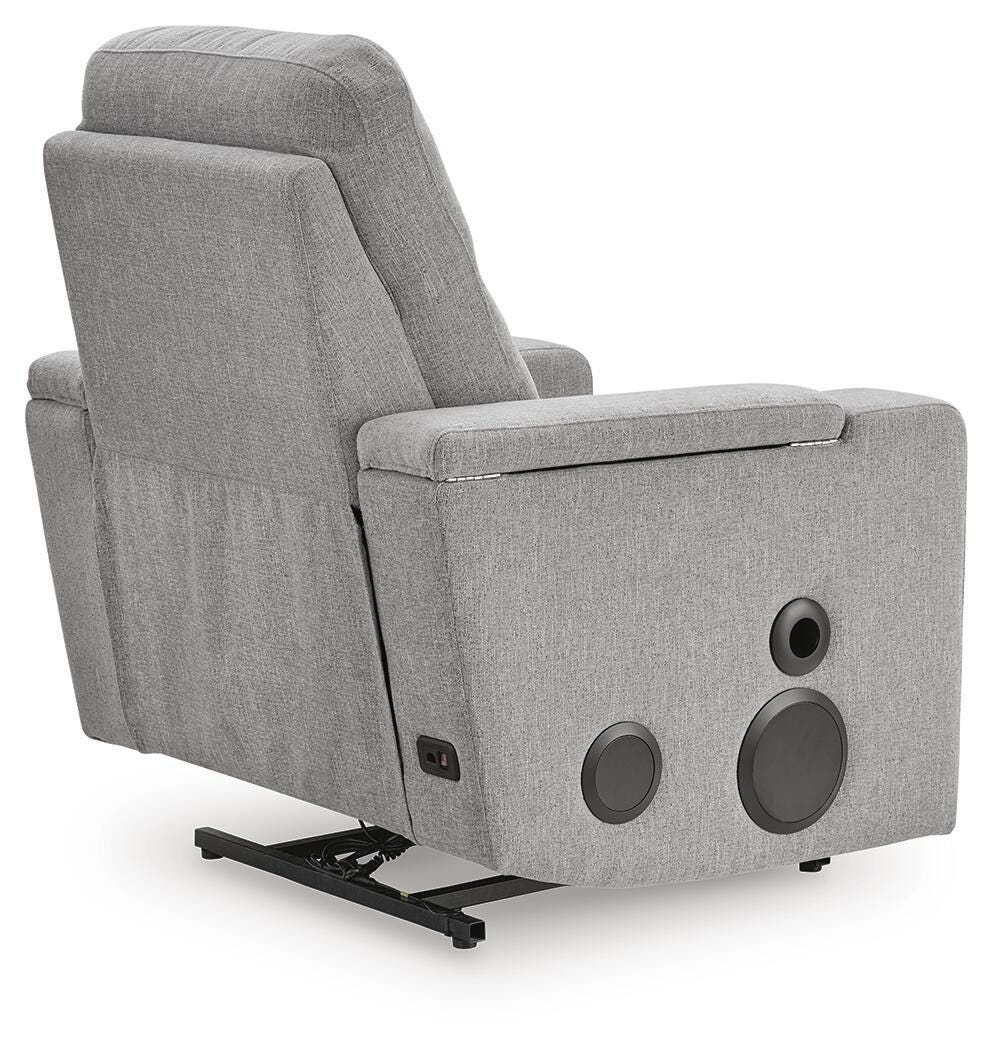 Landdin Pewter Power Glider Recliner with Audio System