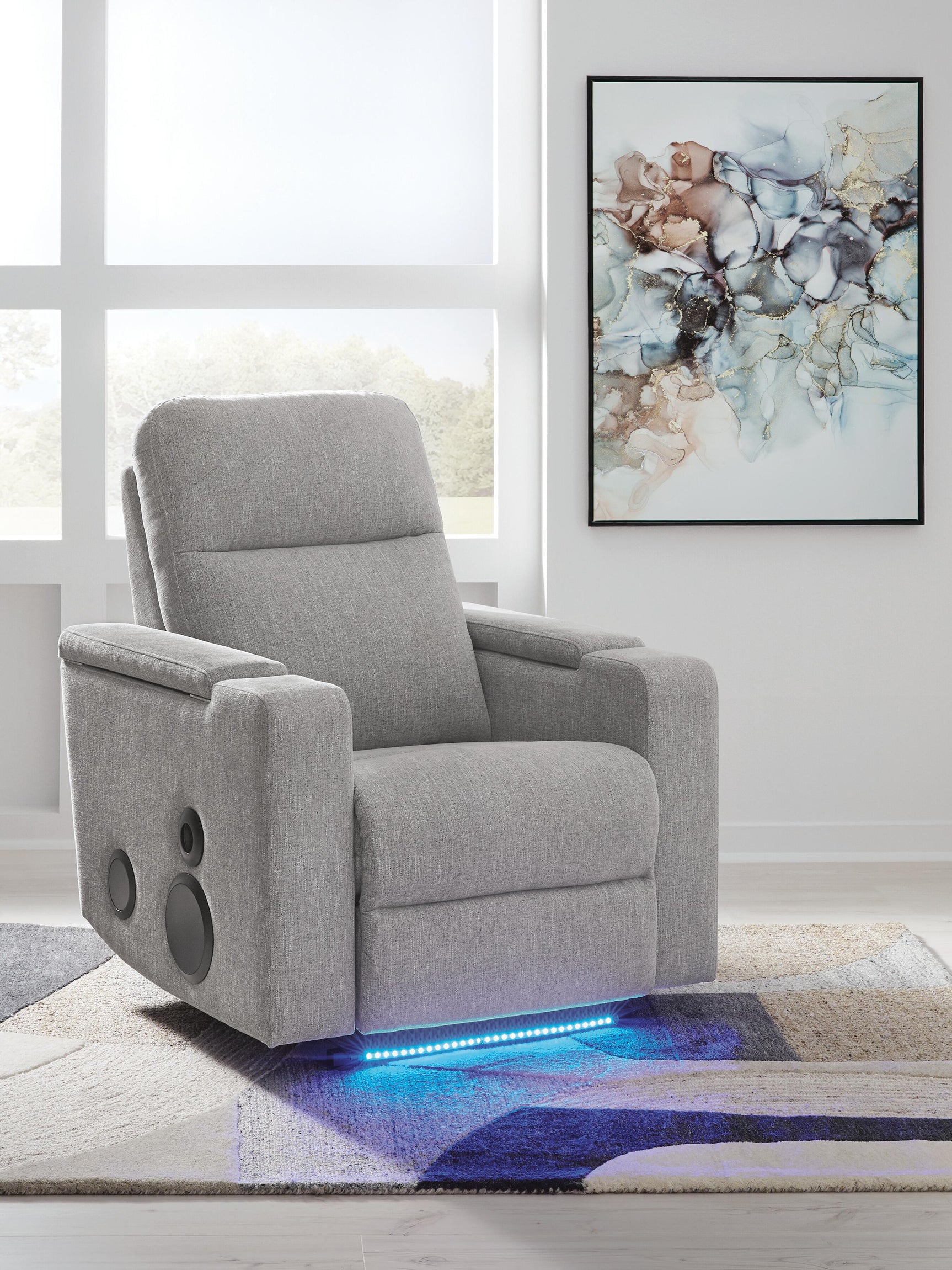 Landdin Pewter Power Glider Recliner with Audio System