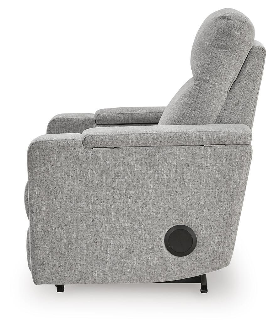 Landdin Pewter Power Glider Recliner with Audio System