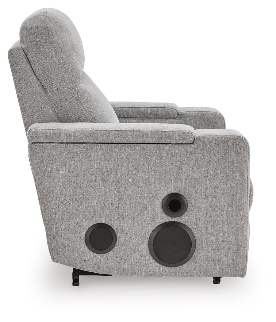 Landdin Pewter Power Glider Recliner with Audio System