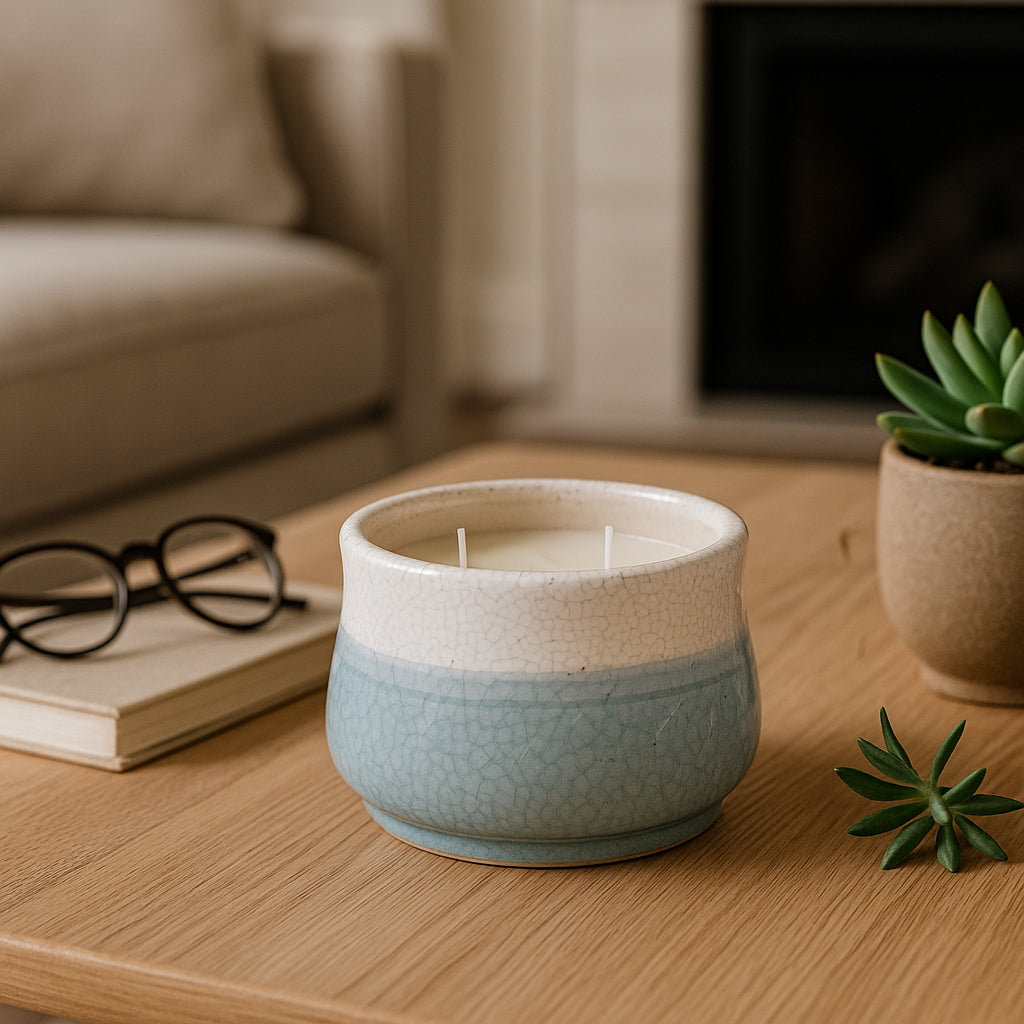 Bennetstone Blue Moco Bamboo Candle