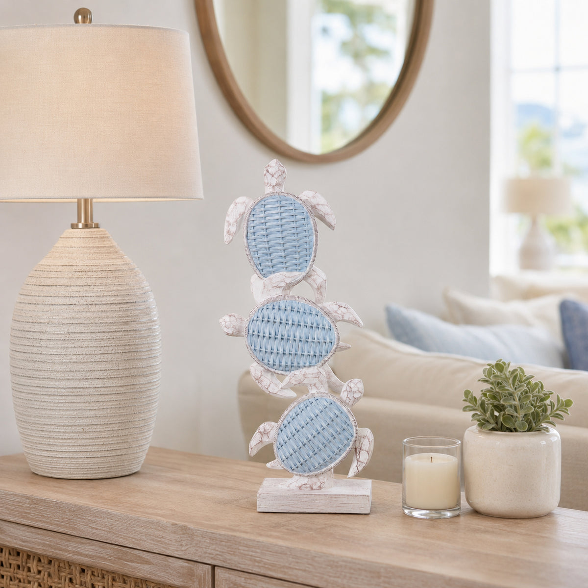 Ortega Light Blue/White 3 Turtle Vertical Stack