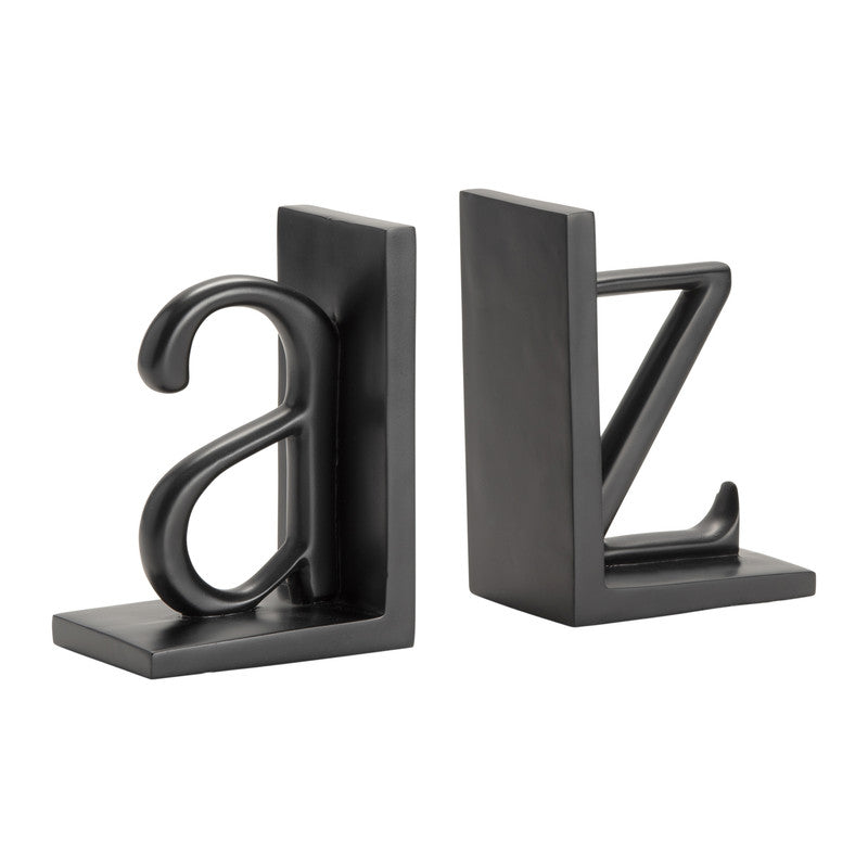 A To Z Black Bookend Pair (Set of 2) - Ornate Home