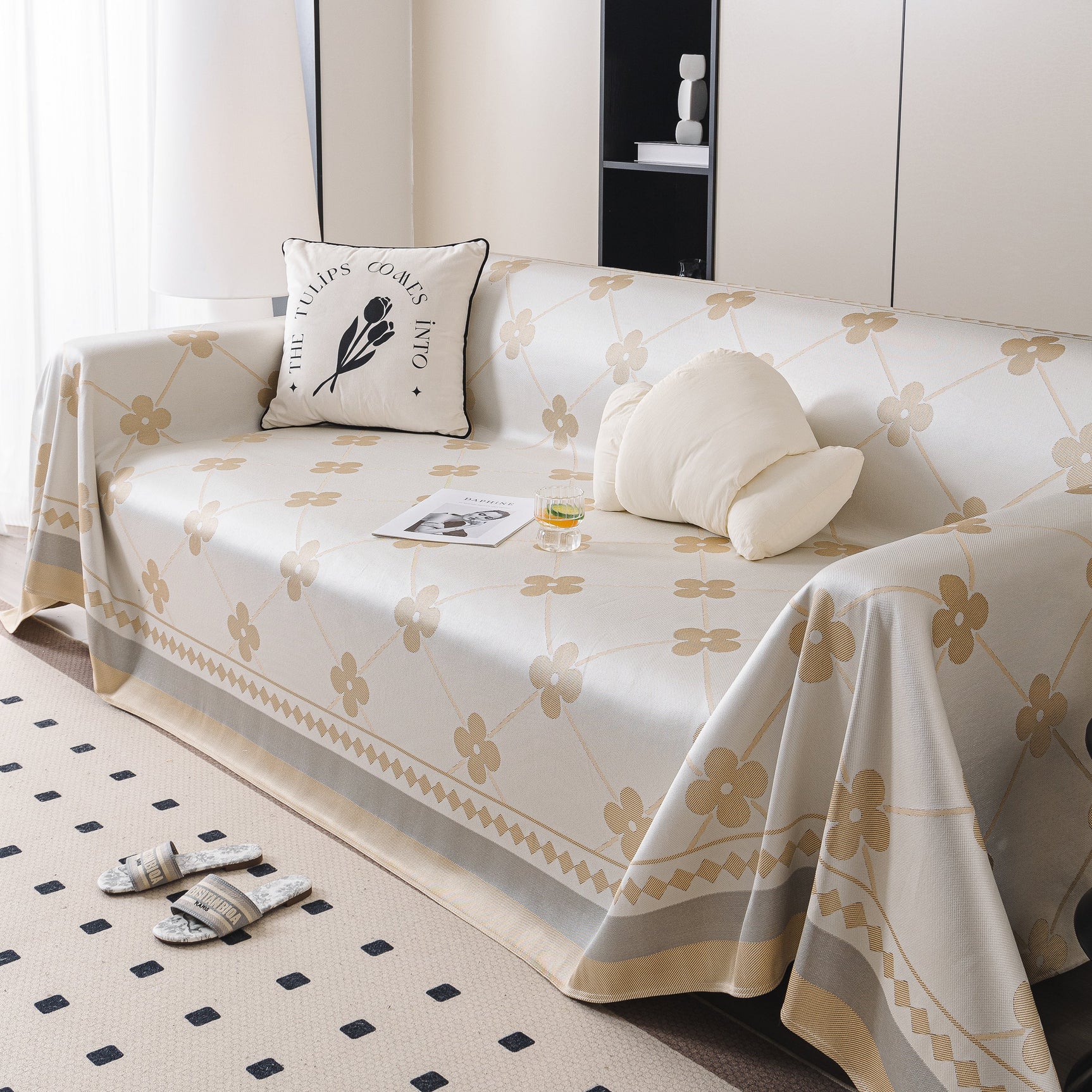 Cooling Four-Leaf Clover Hope Faith Love Luck Summer Comfy Ice Silk Furniture Throw Covers for Sofas