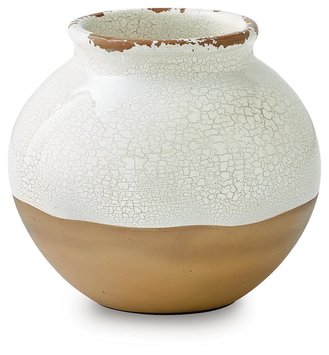 Vercott Cream/Tan 10" Vase (Online Special Price)