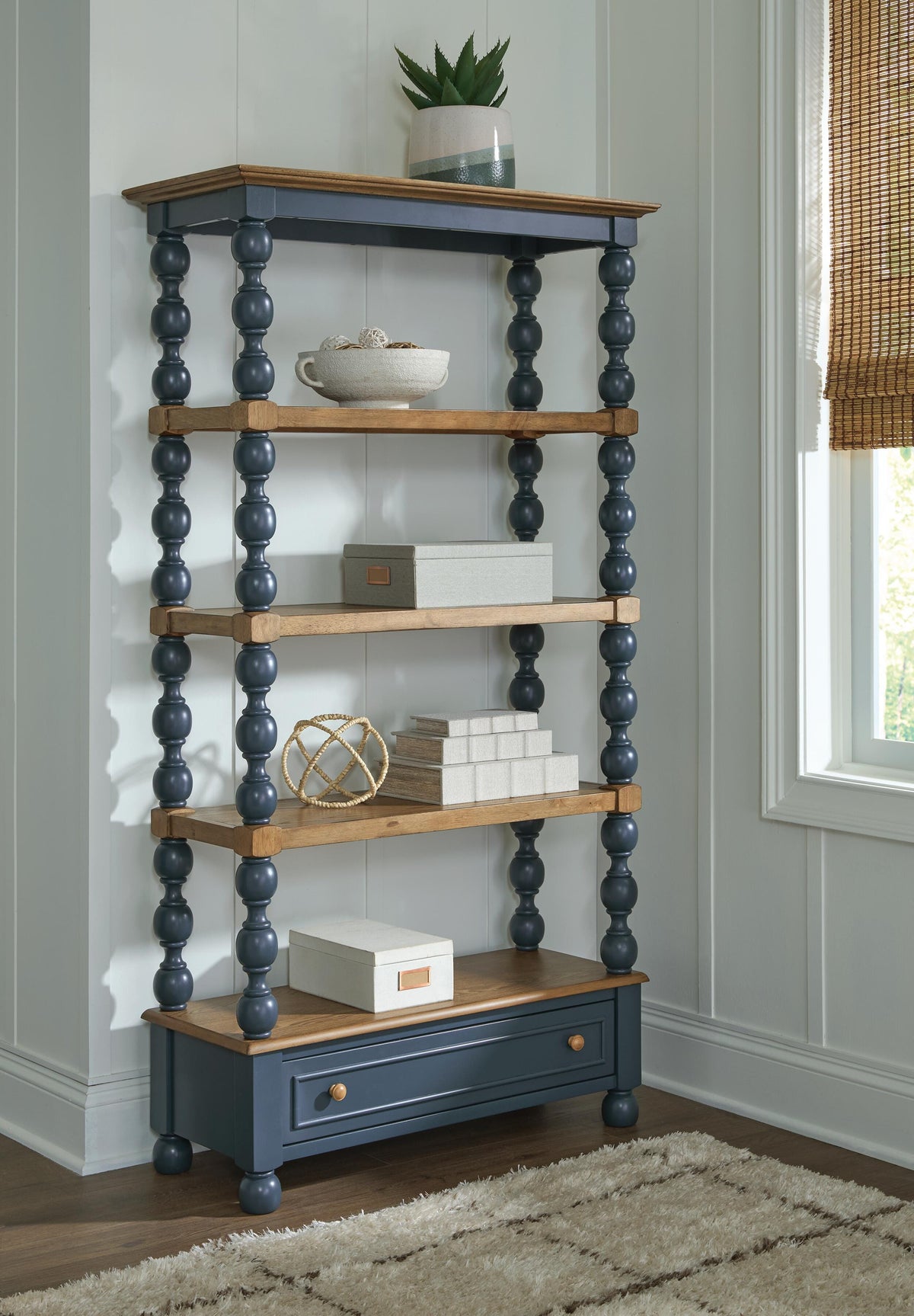 Finnworth Blue/Brown 70" Bookcase