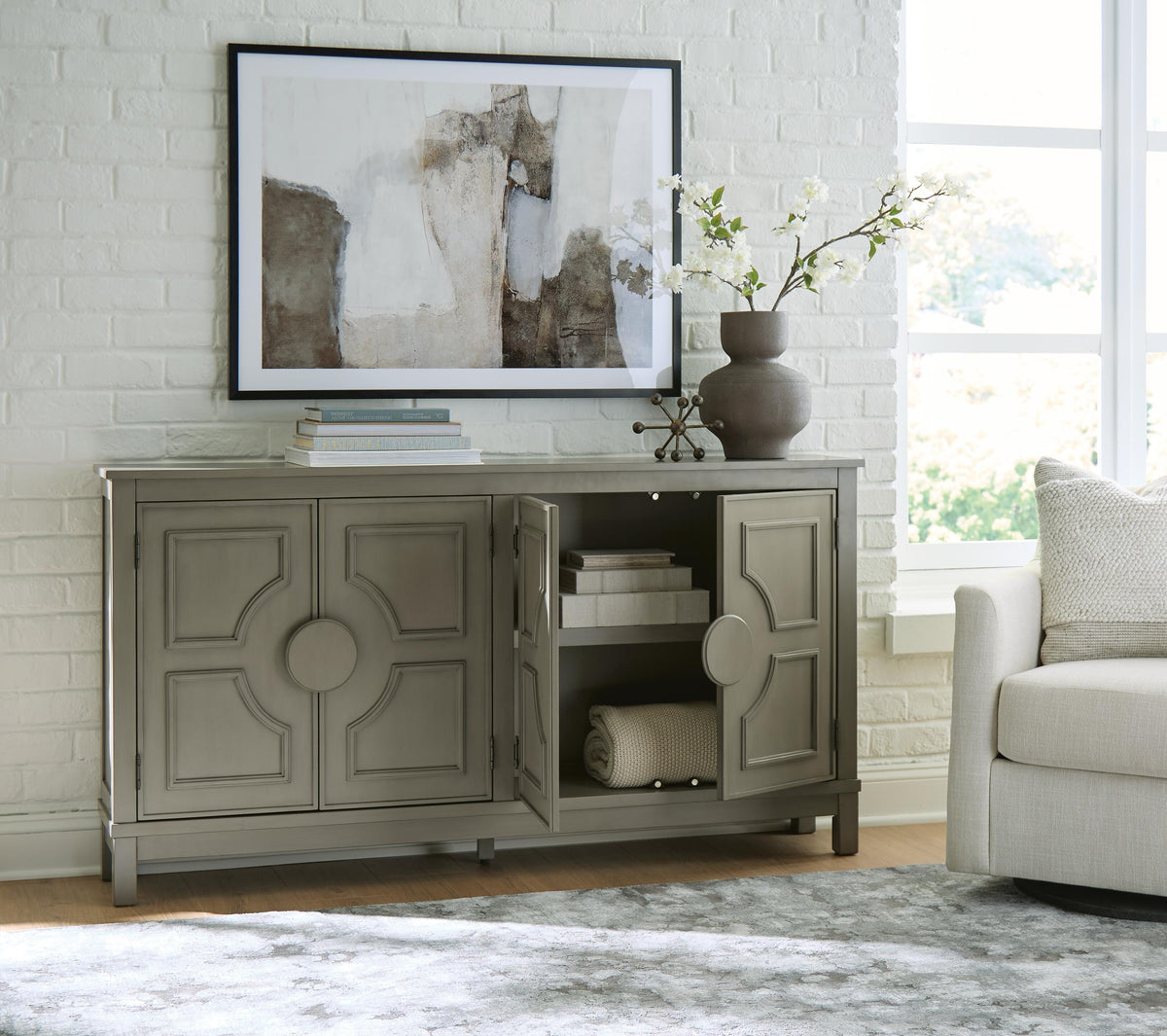 Darlock Warm Gray Accent Cabinet