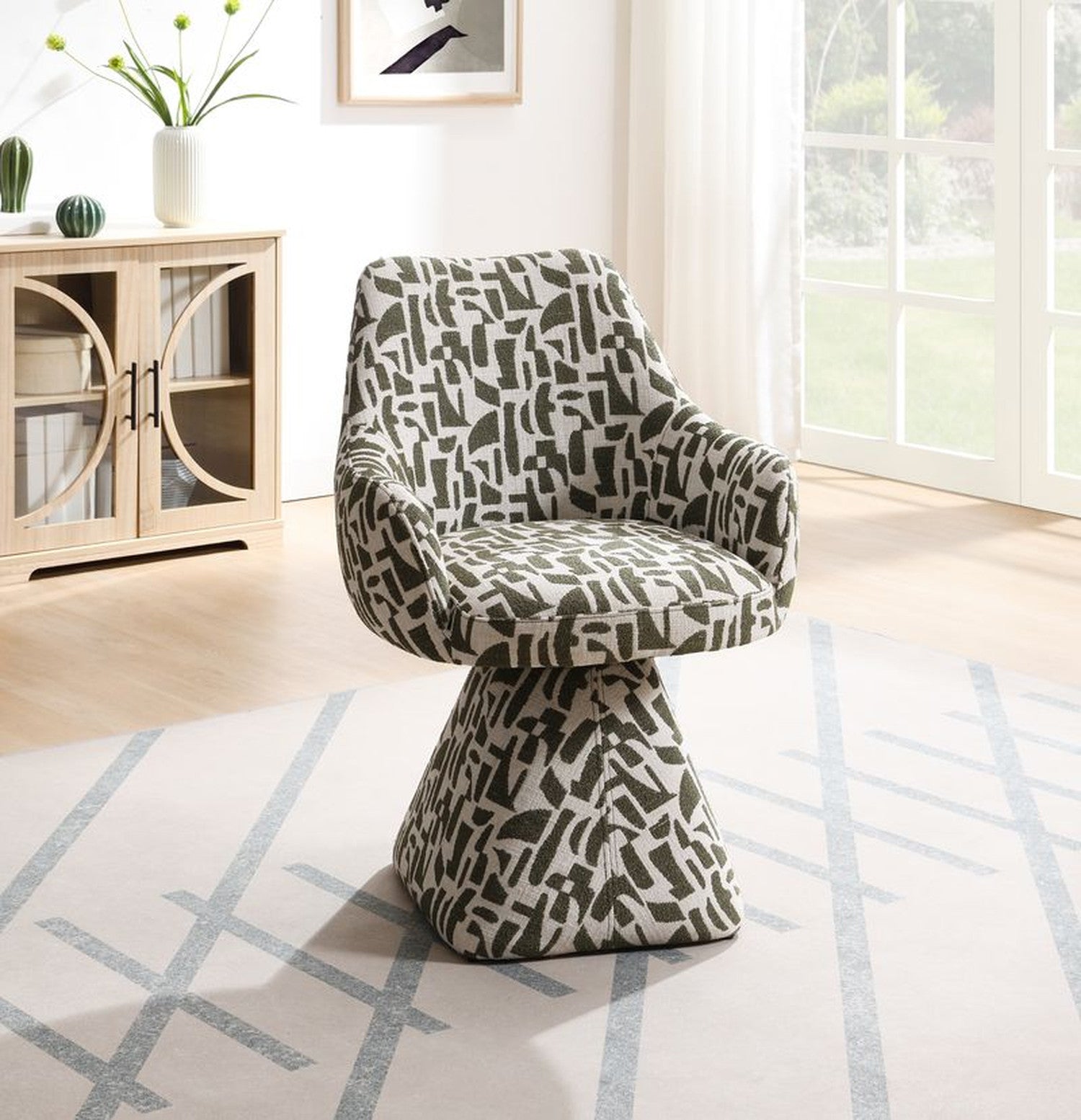 Priel Green Accent Chair with Swivel
