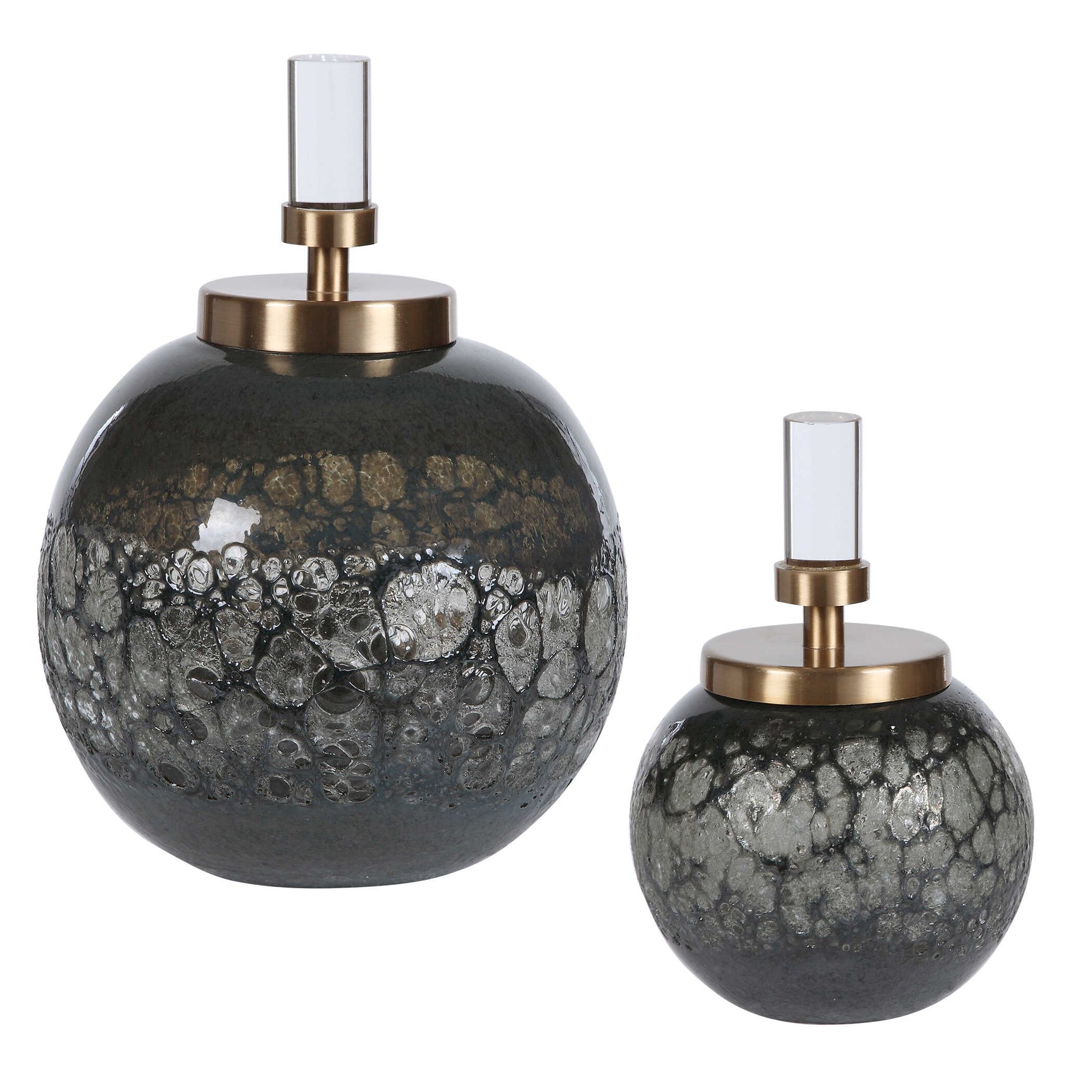 Cessair Gray Art Glass Bottles (Set of 2)
