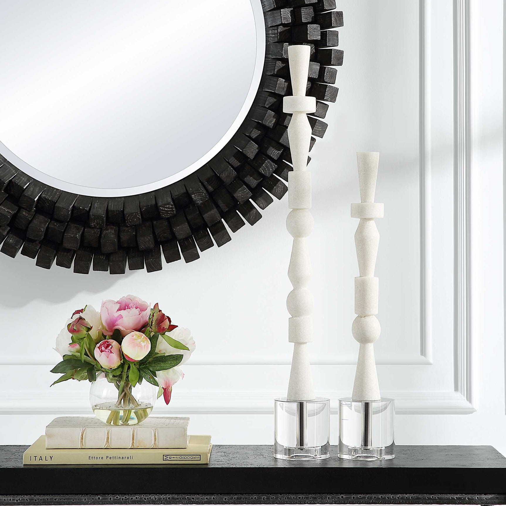 Norte White Stone Sculptures (Set of 2)