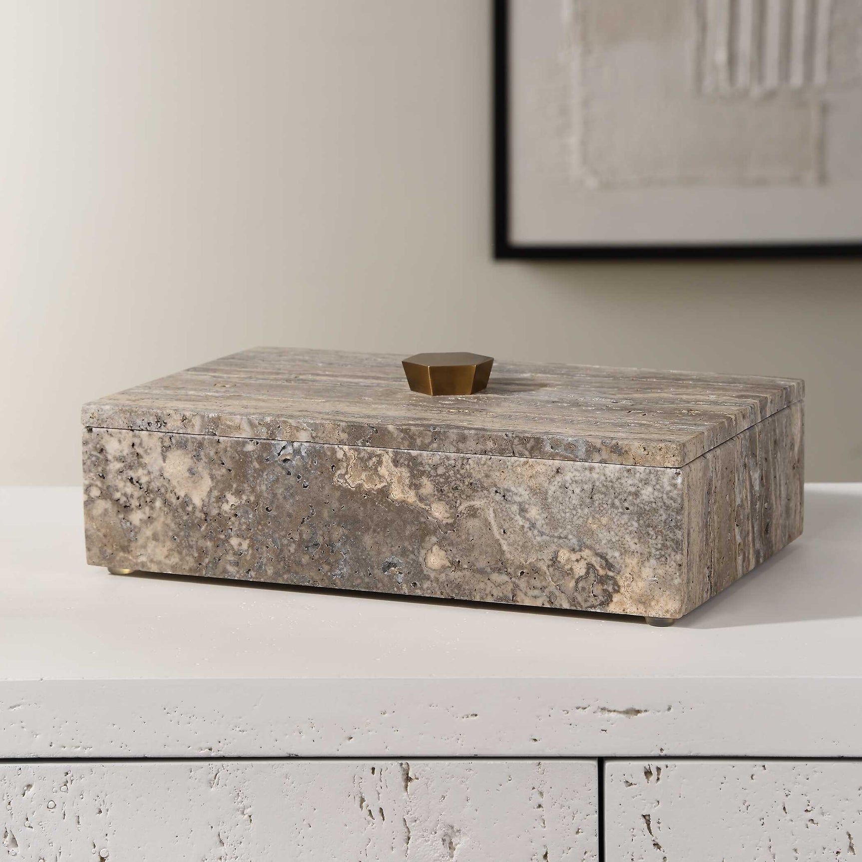 Griseus Gray Travertine Stone Box