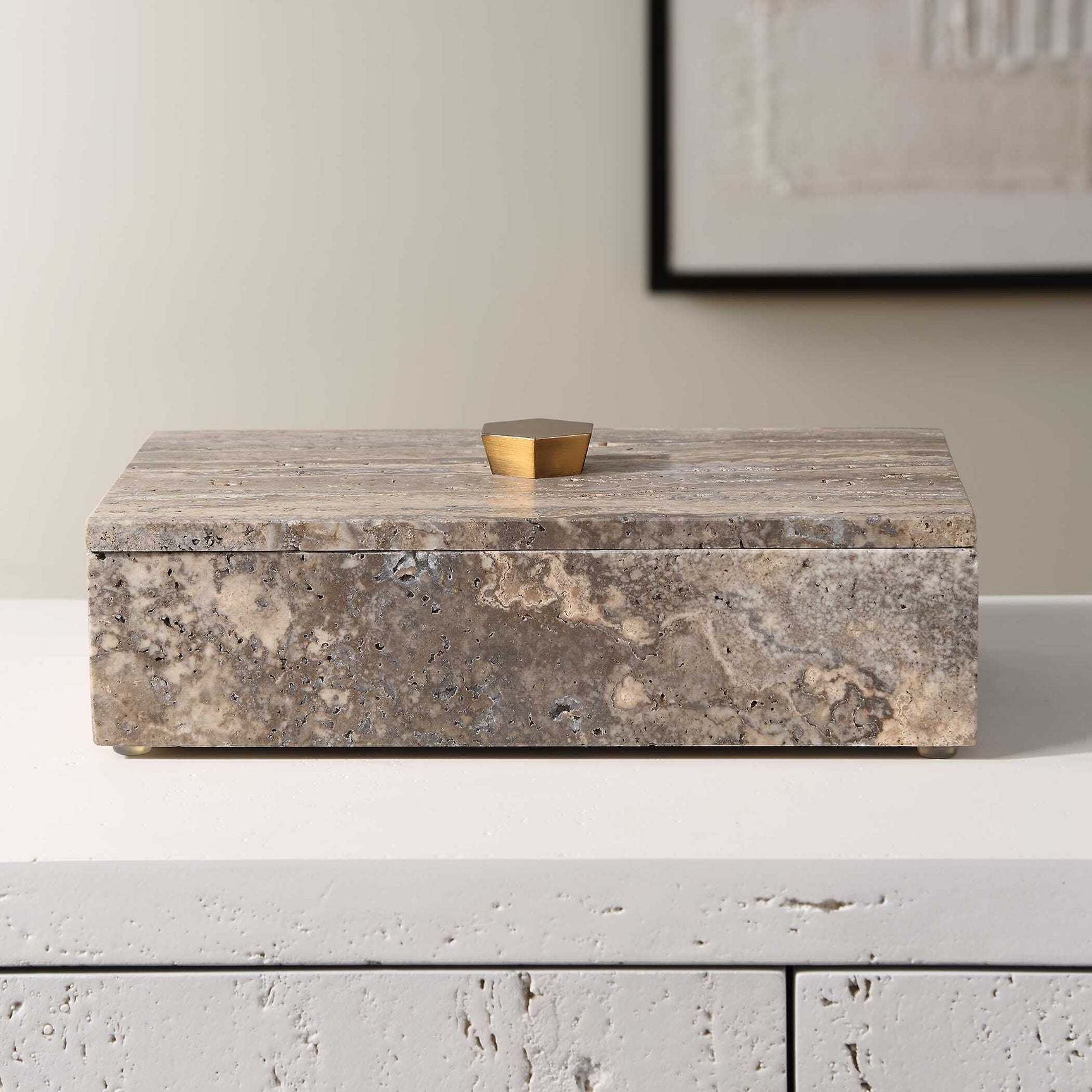 Griseus Gray Travertine Stone Box