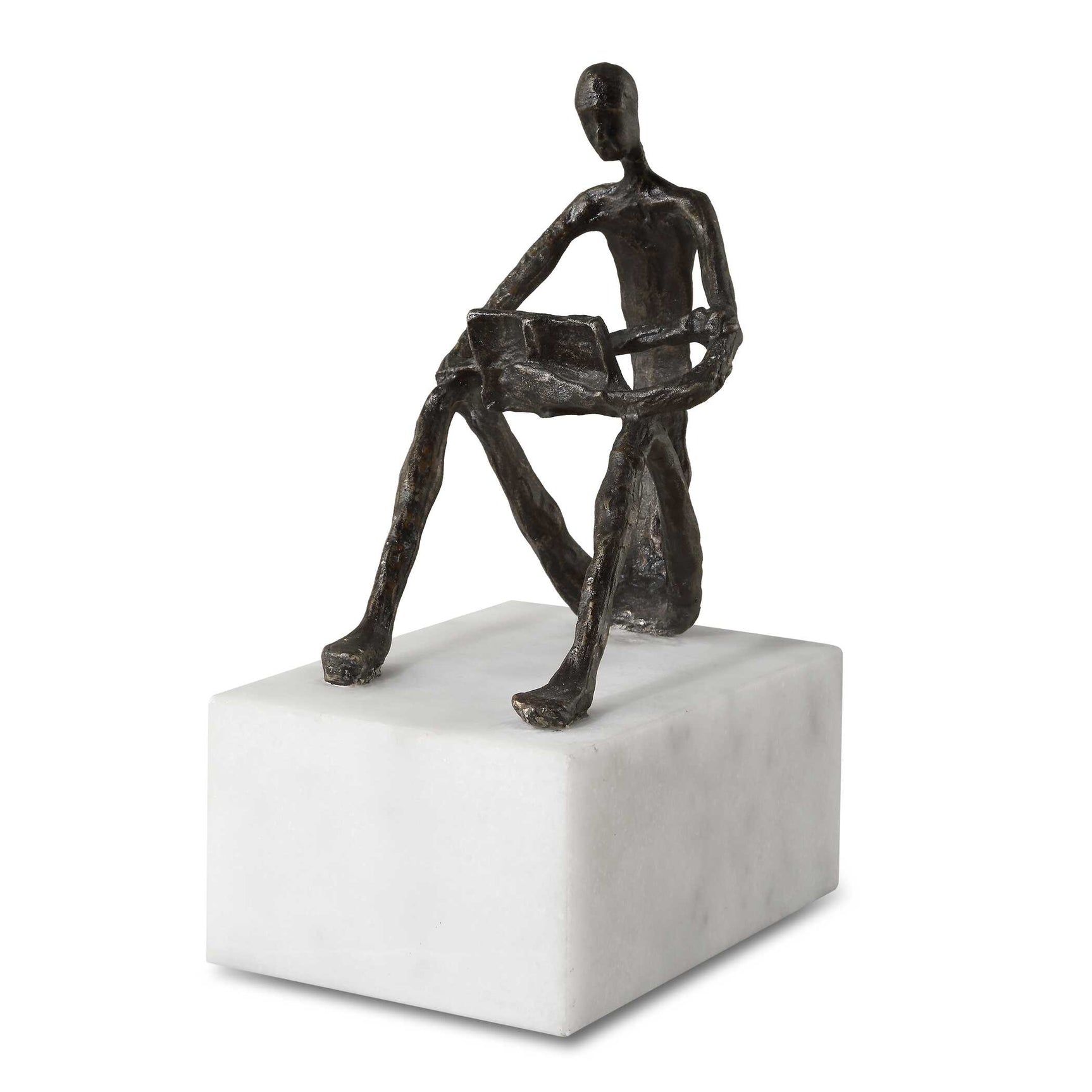 Sit Back Relax And Read Bronze/Brown/White Iron Sculpture
