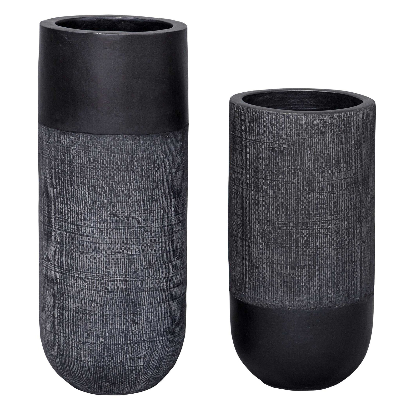 Woven Shadow Black Vases (Set of 2)