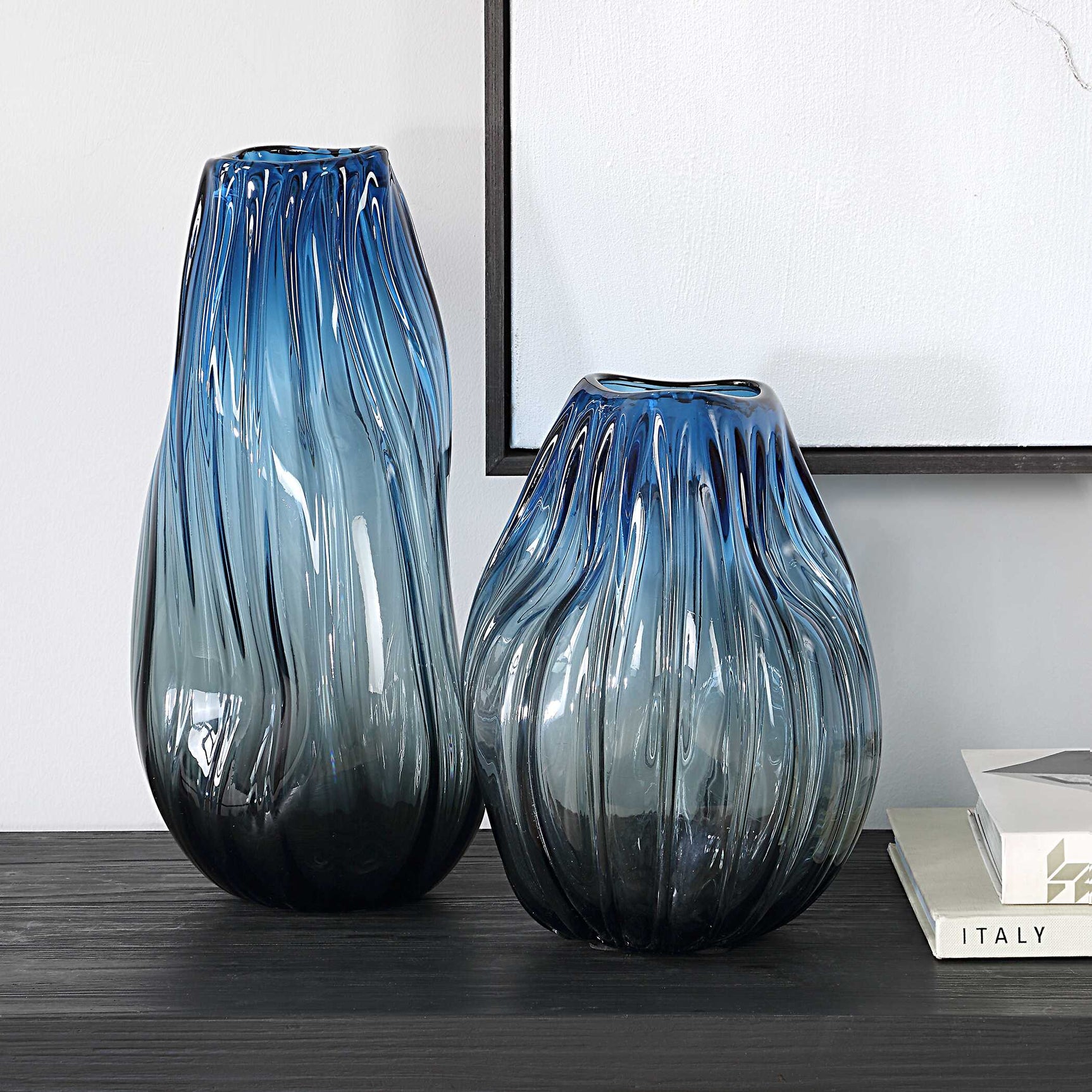 Midnight Horizon Black/Blue Vases (Set of 2)