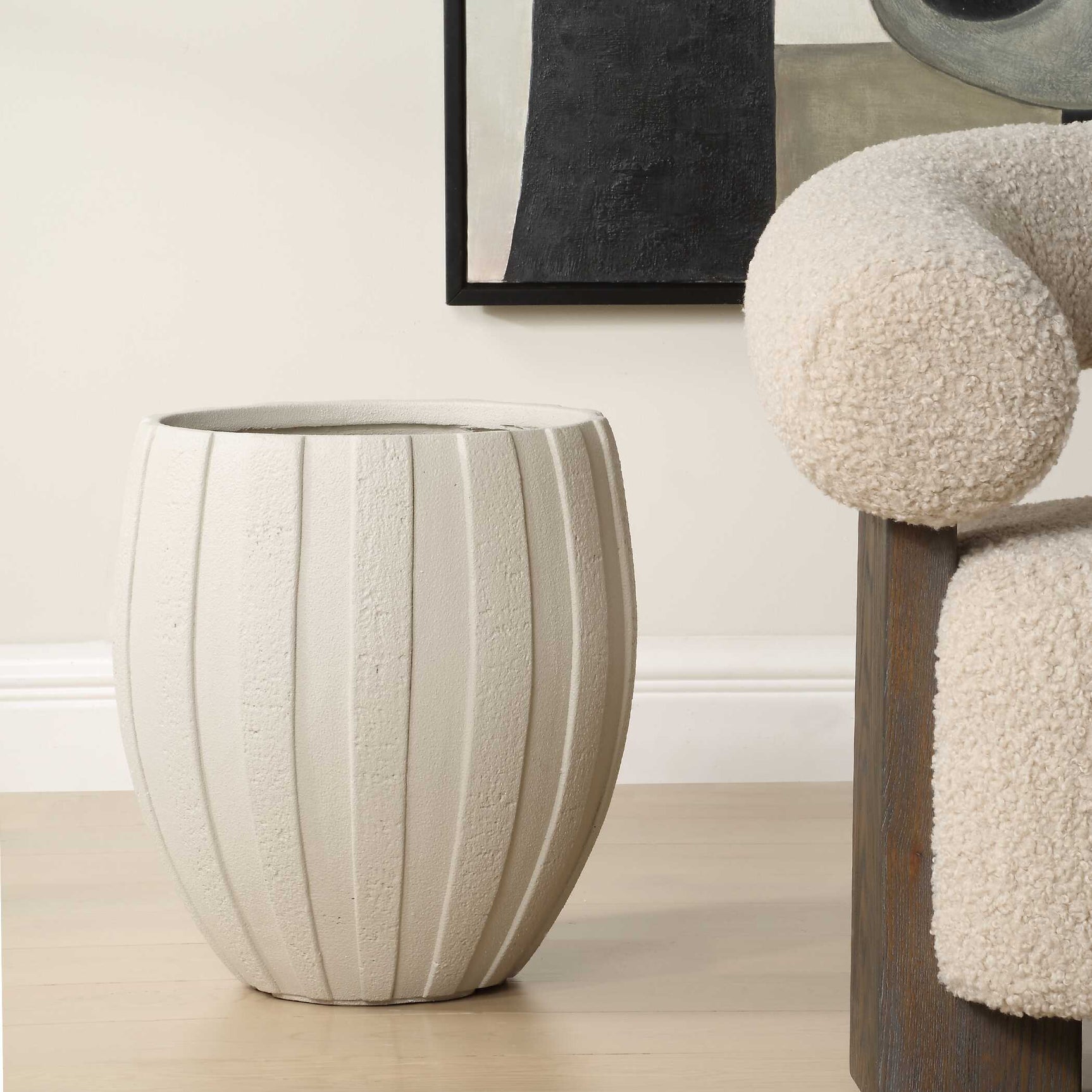Ridgehaven White Textured Outdoor Planter