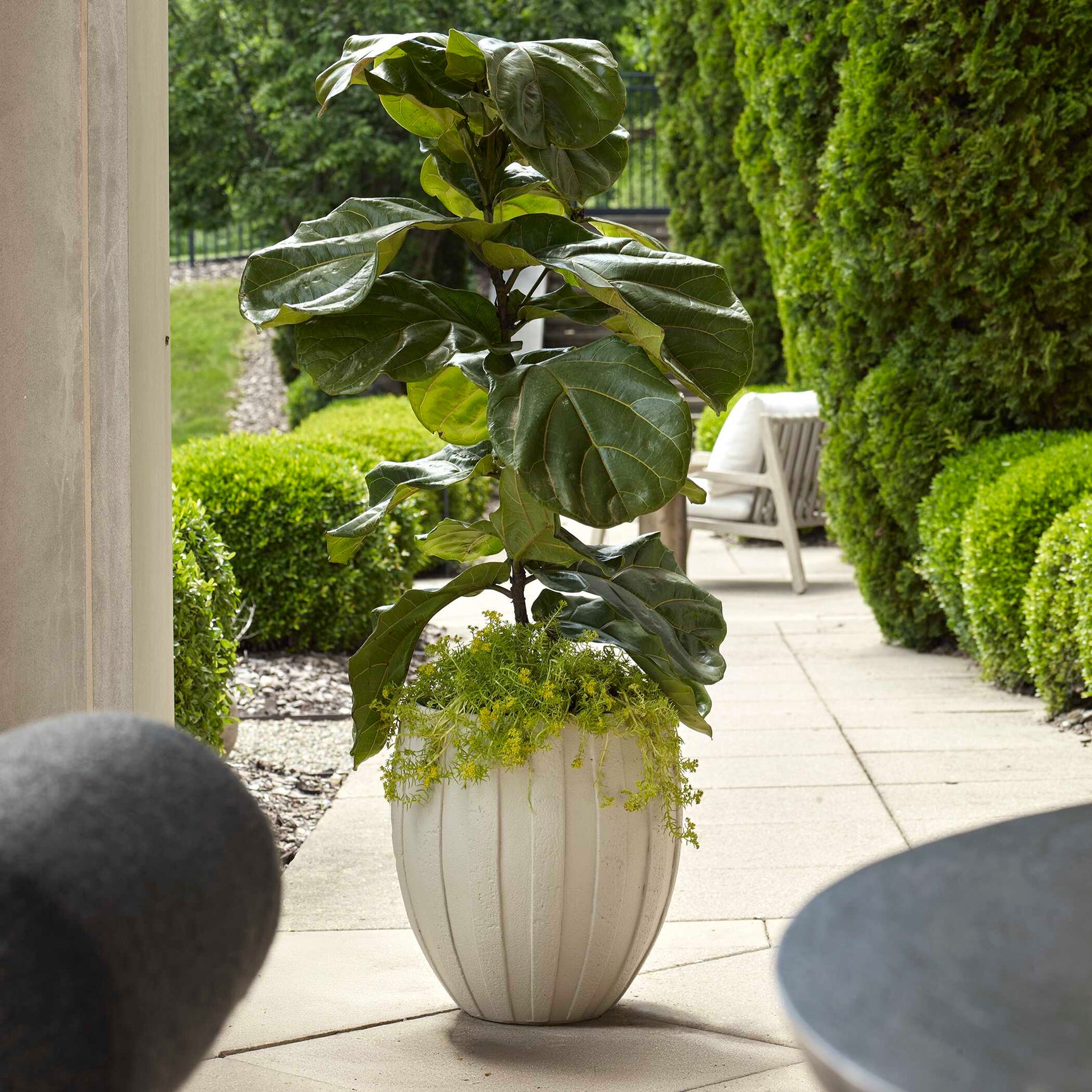 Ridgehaven White Textured Outdoor Planter