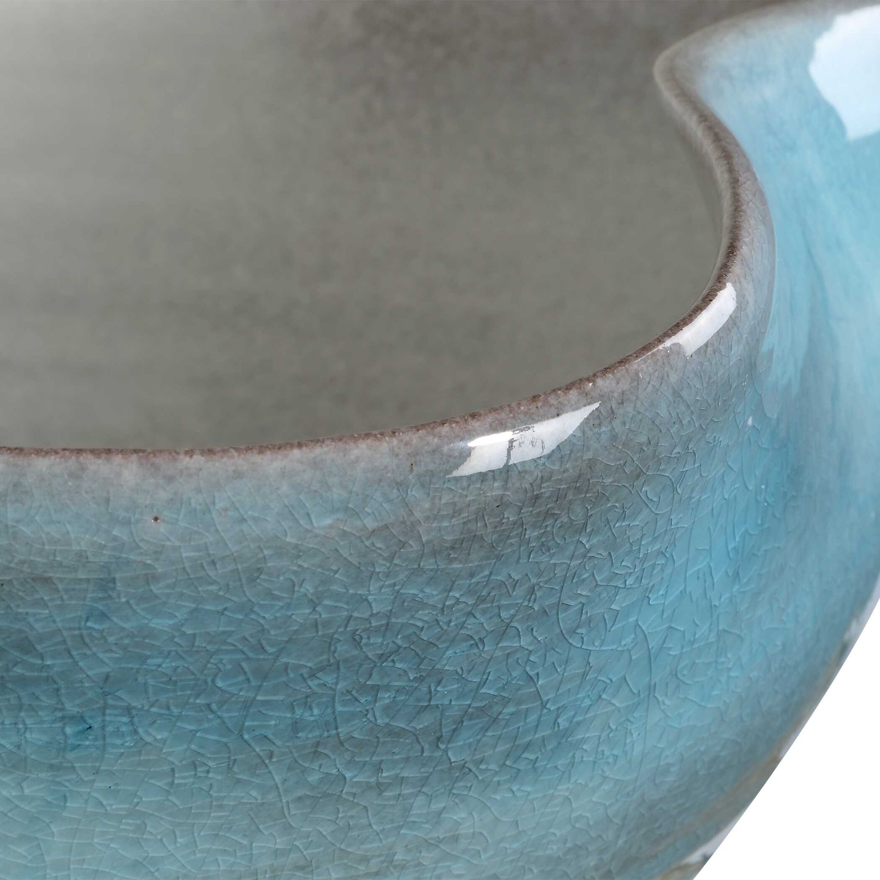 Blue Gray/White Crest Ceramic Bowl