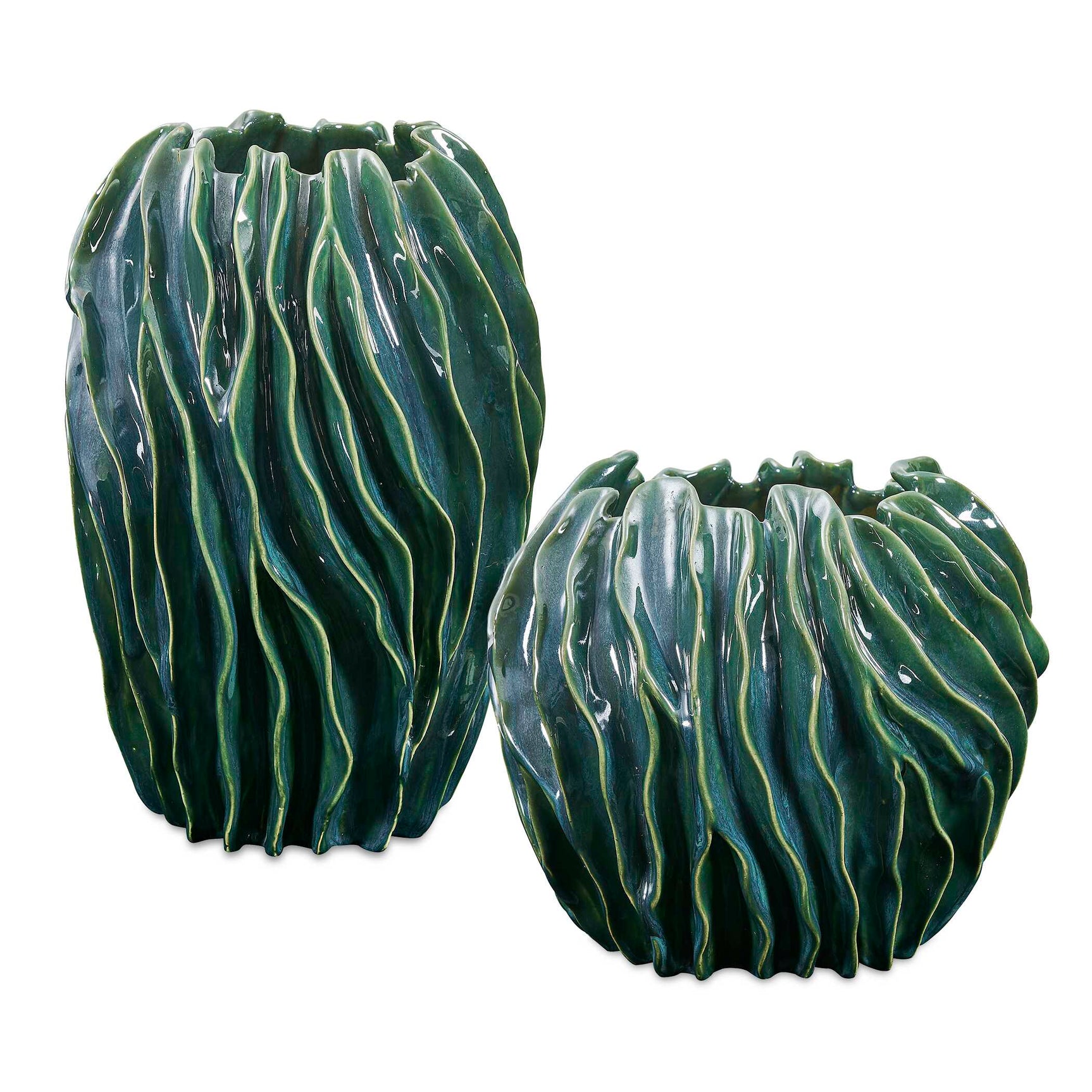 Veridian Ridge Green Indoor-Outdoor Vases (Set of 2)