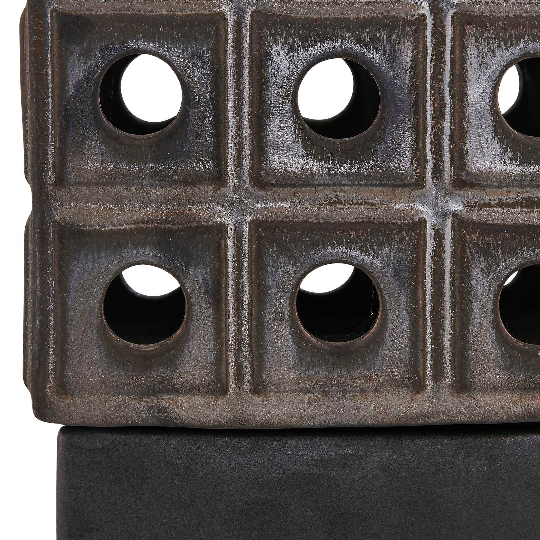Lattice Brown/Gray Indoor-Outdoor Lantern Candleholder