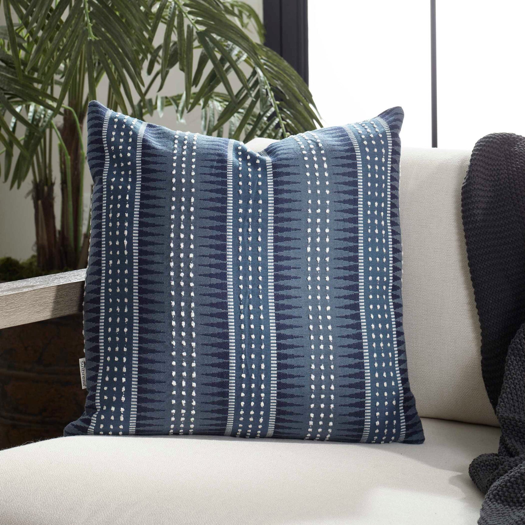 Backgammon Blue/Slate Outdoor Pillow