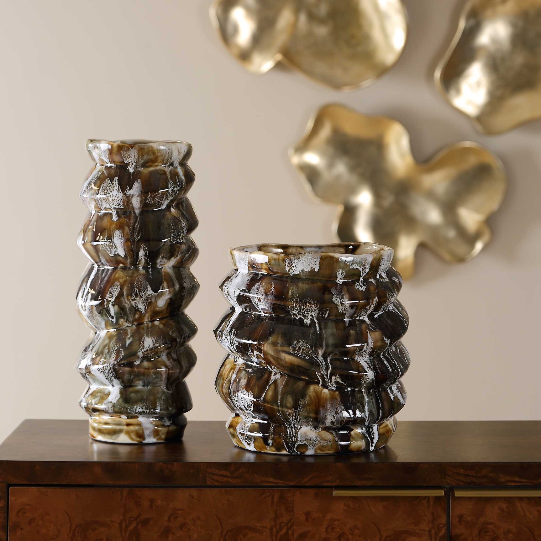 Cuoco Glazed Brown Vases (Set of 2)