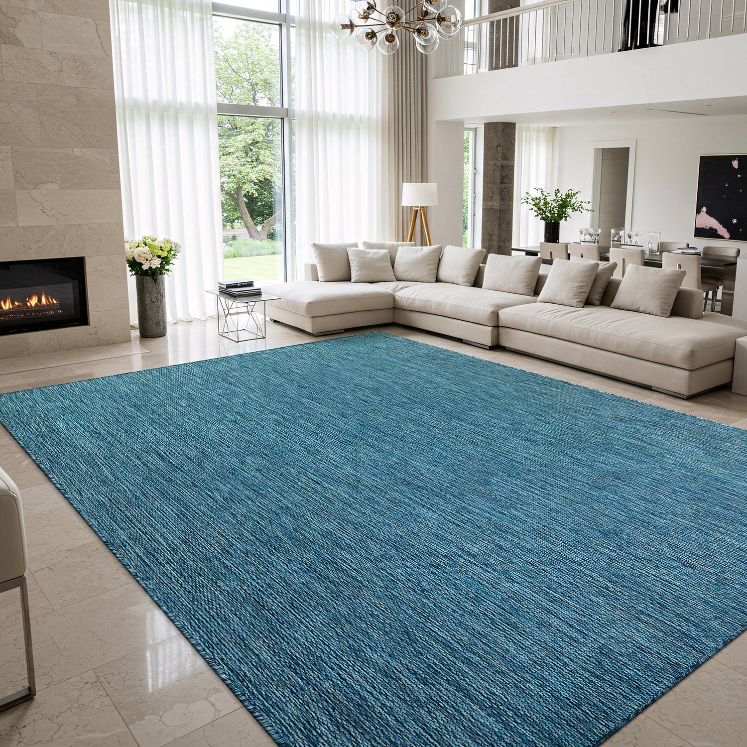 Alora Aqua Outdoor Area Rug | UV-Protected Jute-Look