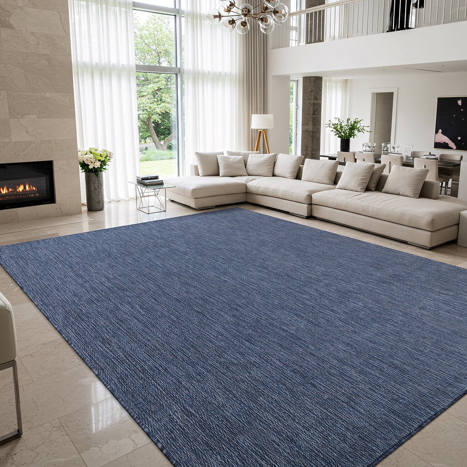 Alora Azure Outdoor Area Rug | Hose-Washable Patio Rug