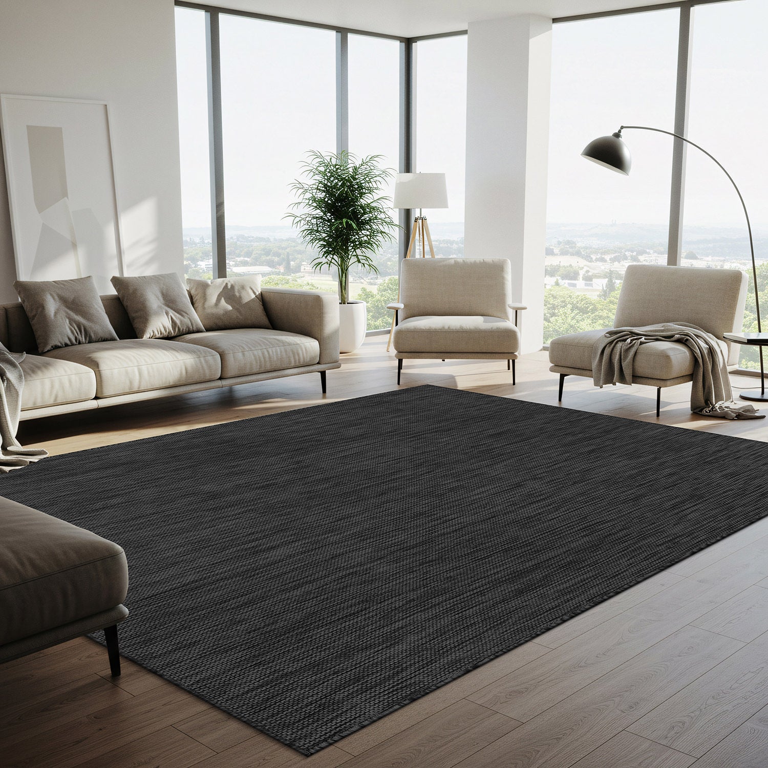 Alora Dark Gray Outdoor Rug | Heavy-Duty Patio Essential