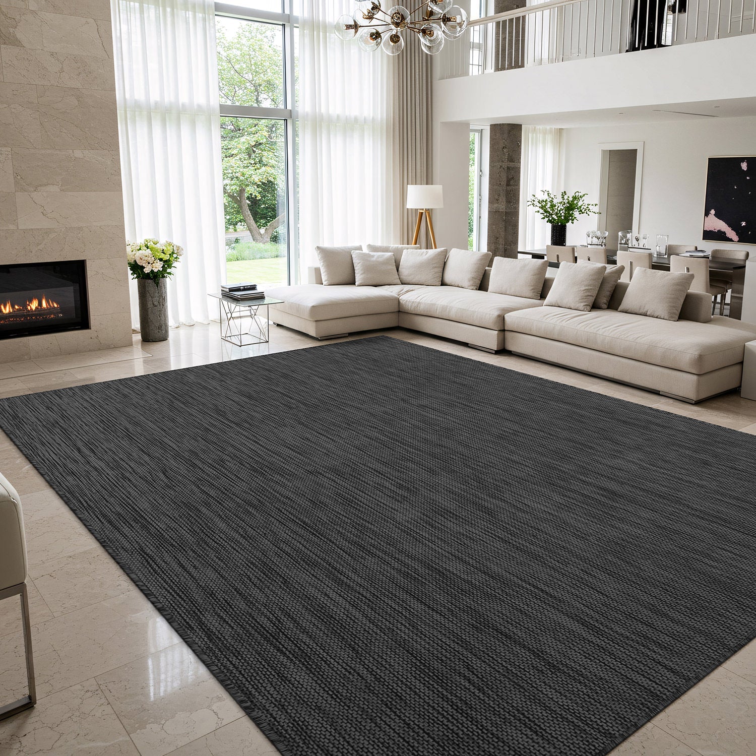 Alora Dark Gray Outdoor Rug | Heavy-Duty Patio Essential