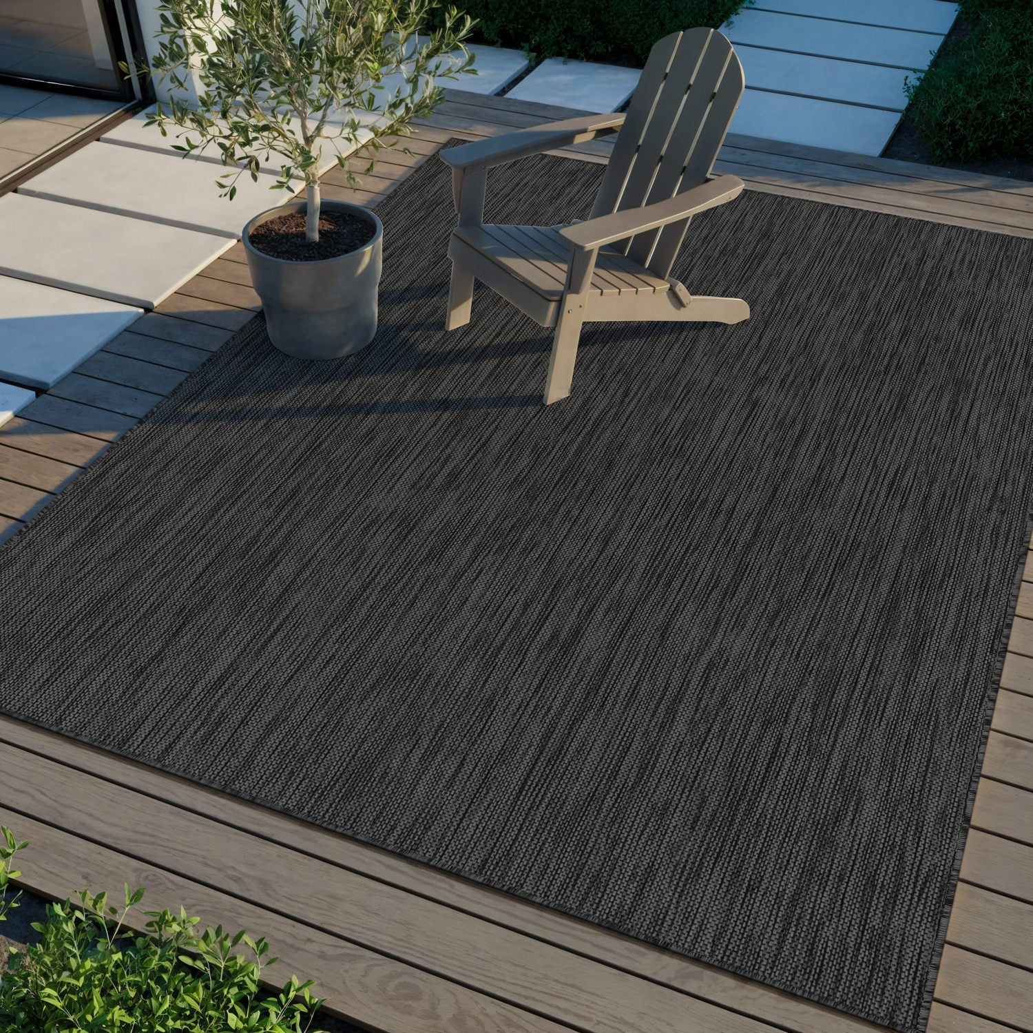 Alora Dark Gray Outdoor Rug | Heavy-Duty Patio Essential