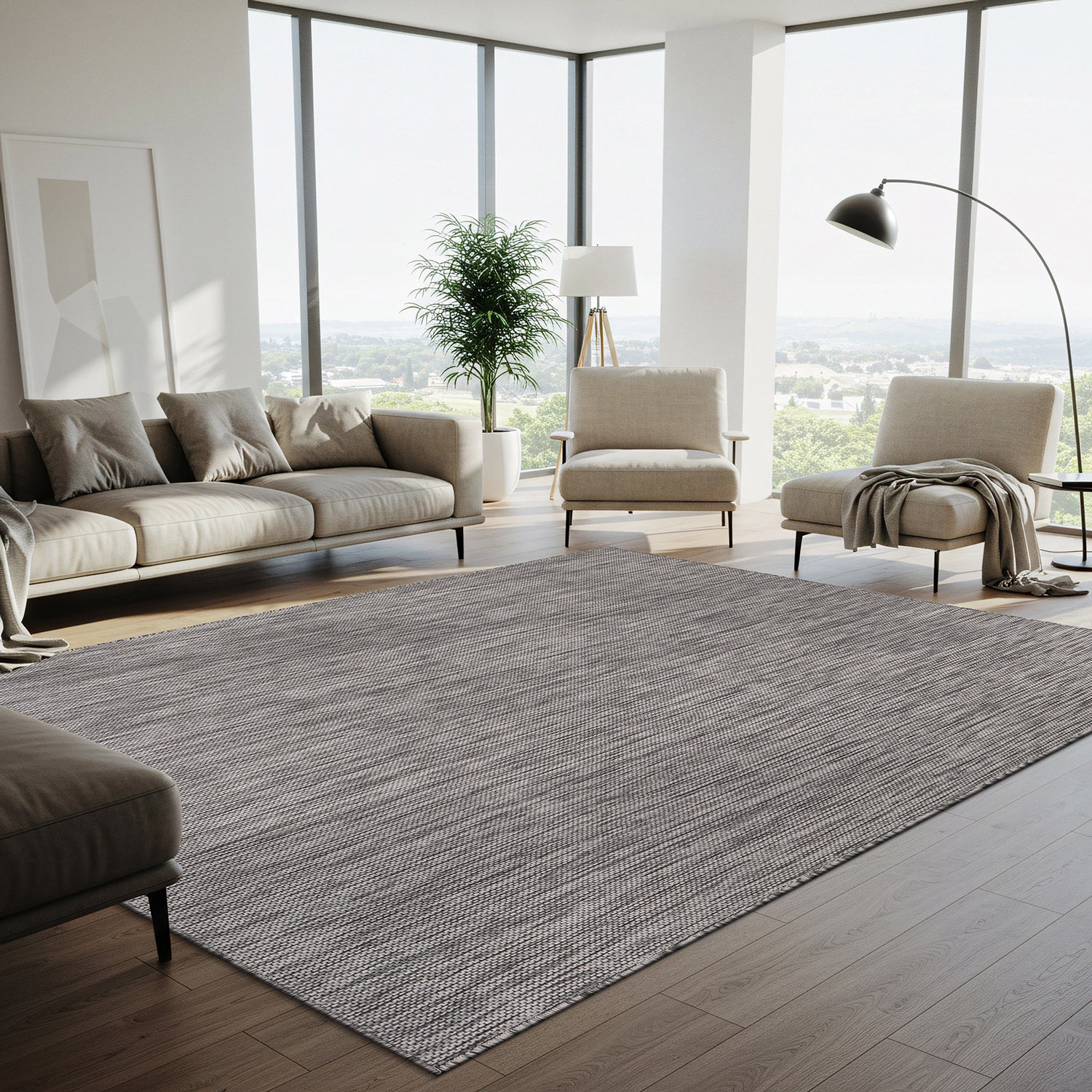 Alora Gray Outdoor Area Rug | Modern Weatherproof Rug