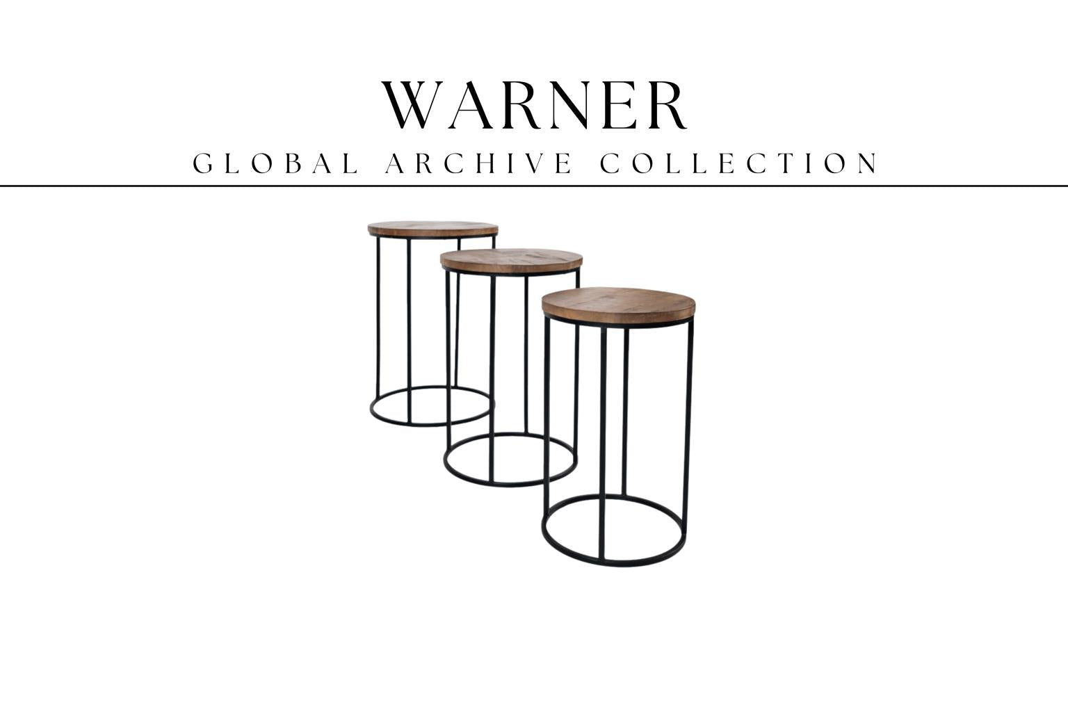 Warner Amber Round Wood Metal Nesting Tables