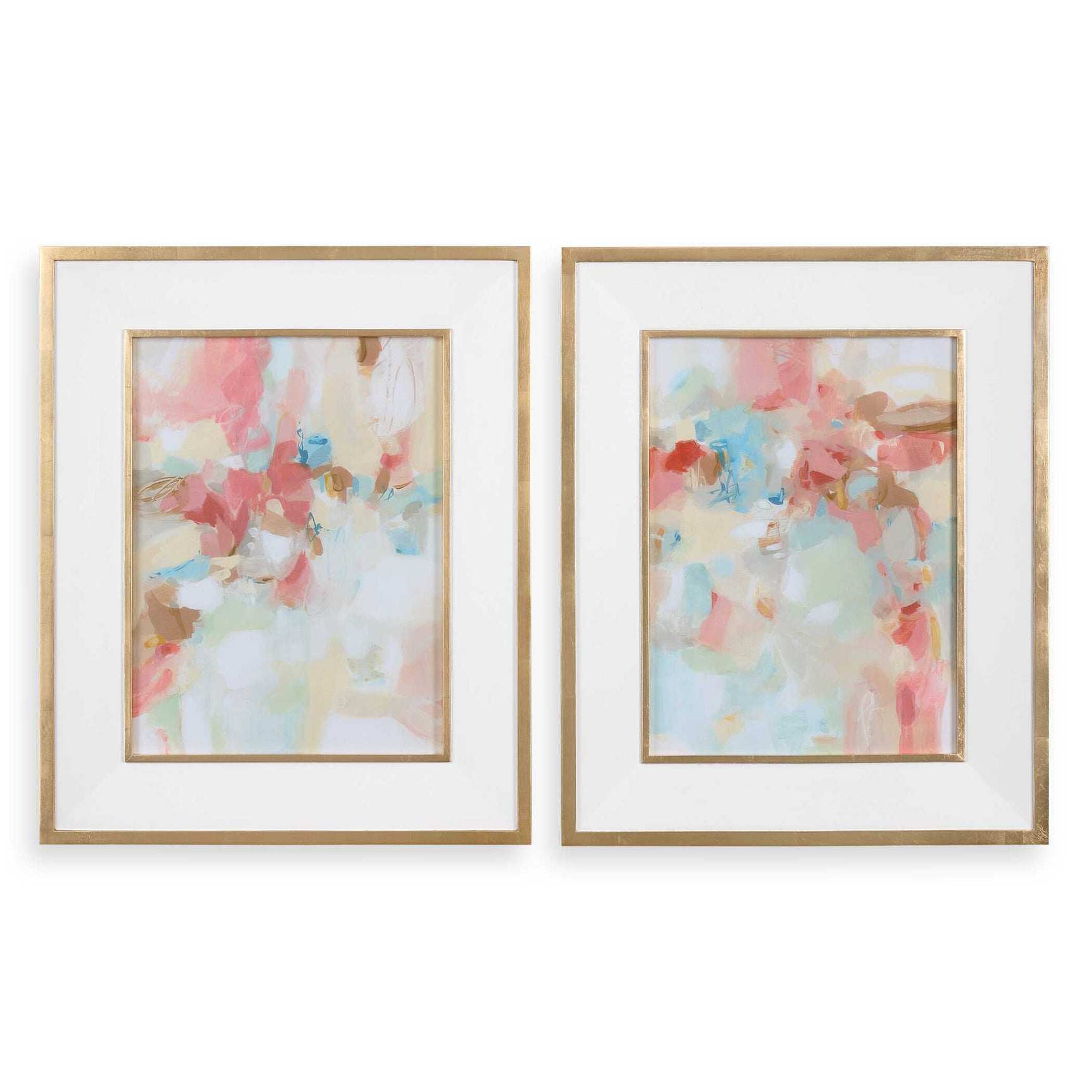 A Touch Of Blush And Rosewood Fences Multicolor Art (Set of 2)