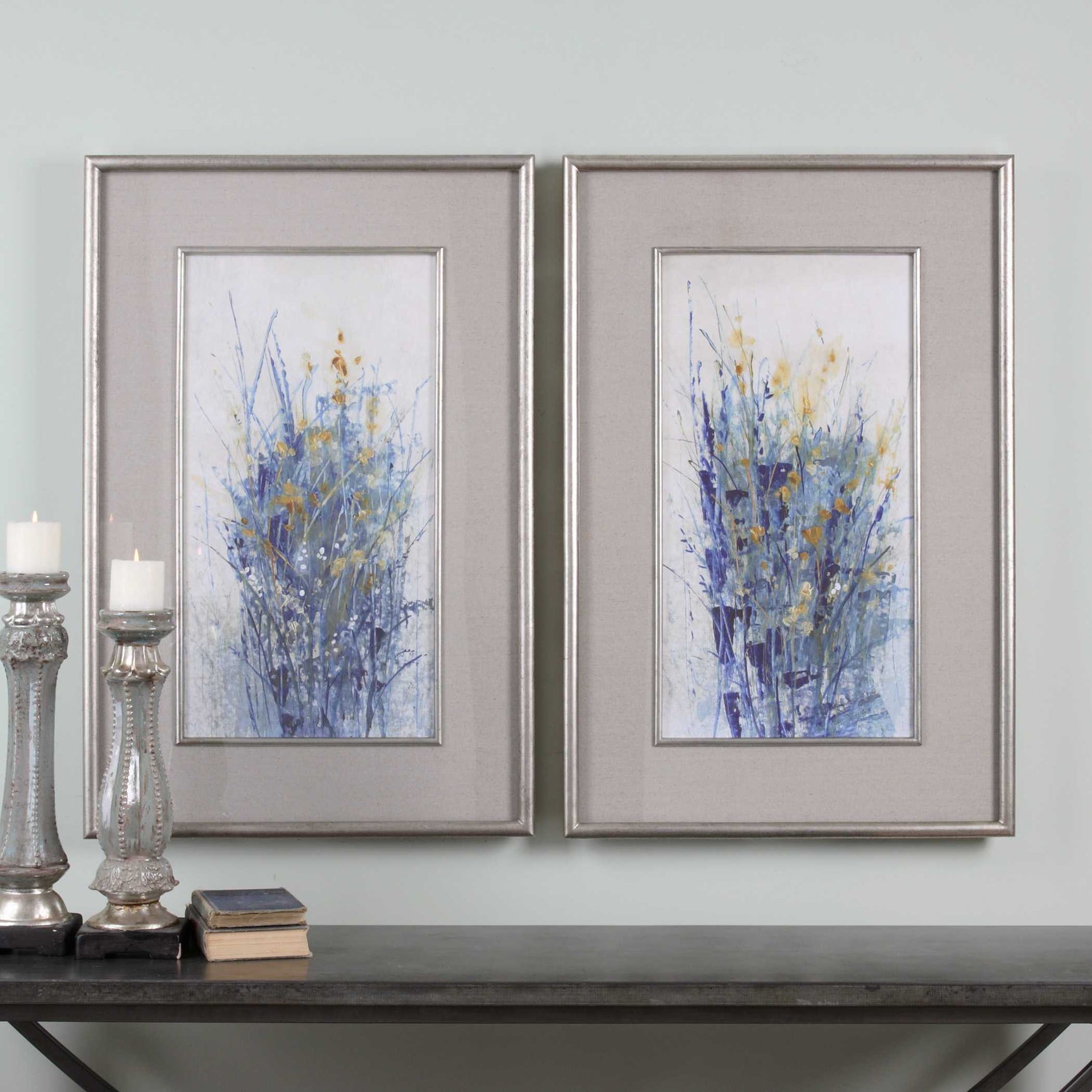 Indigo Florals Multicolor Framed Art (Set of 2)