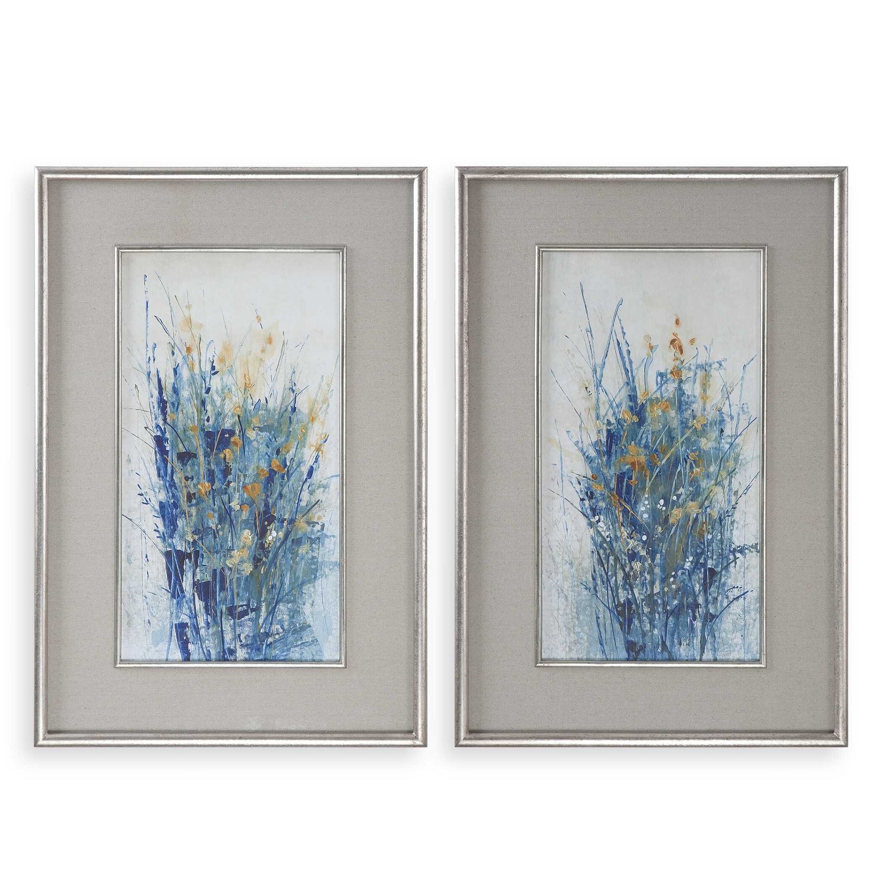 Indigo Florals Multicolor Framed Art (Set of 2)