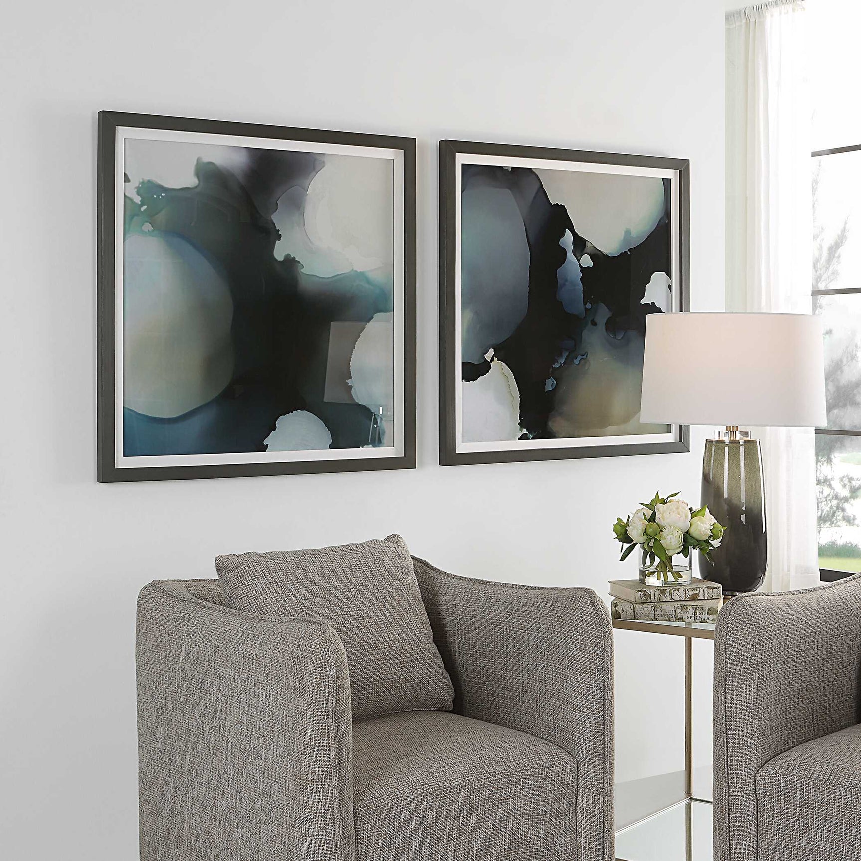 Telescopic Multicolor Abstract Framed Prints (Set of 2)