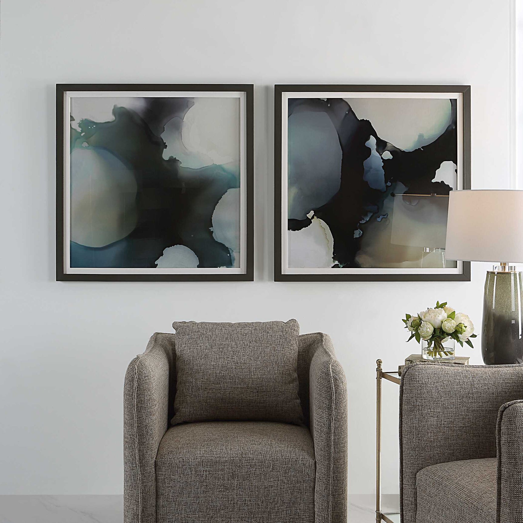 Telescopic Multicolor Abstract Framed Prints (Set of 2)