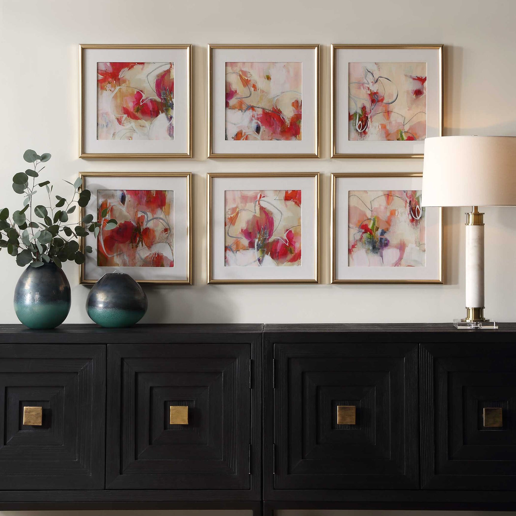 Fresh Start Red Abstract Prints (Set of 6)