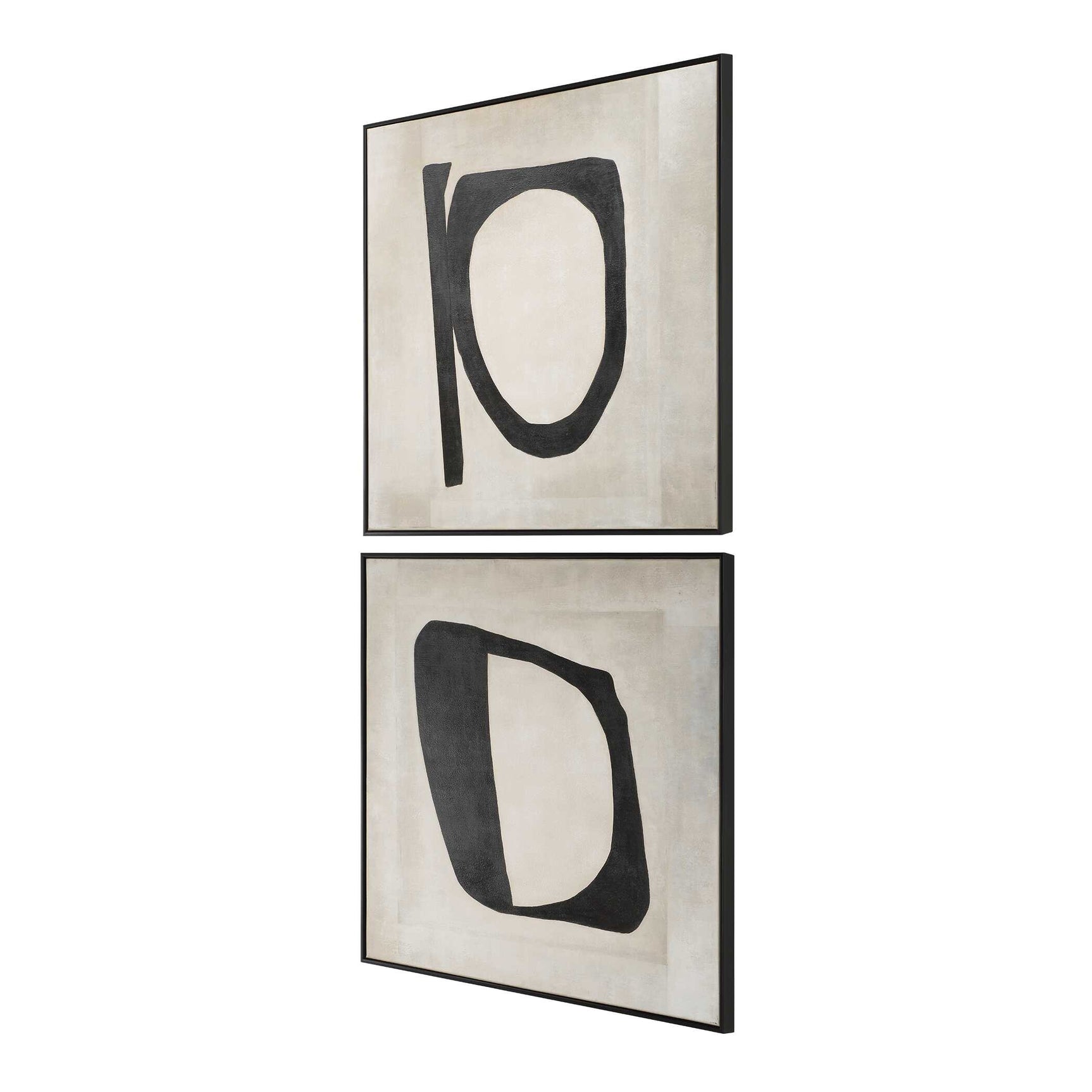 Characters Black/Brown/White Abstract Art (Set of 2)