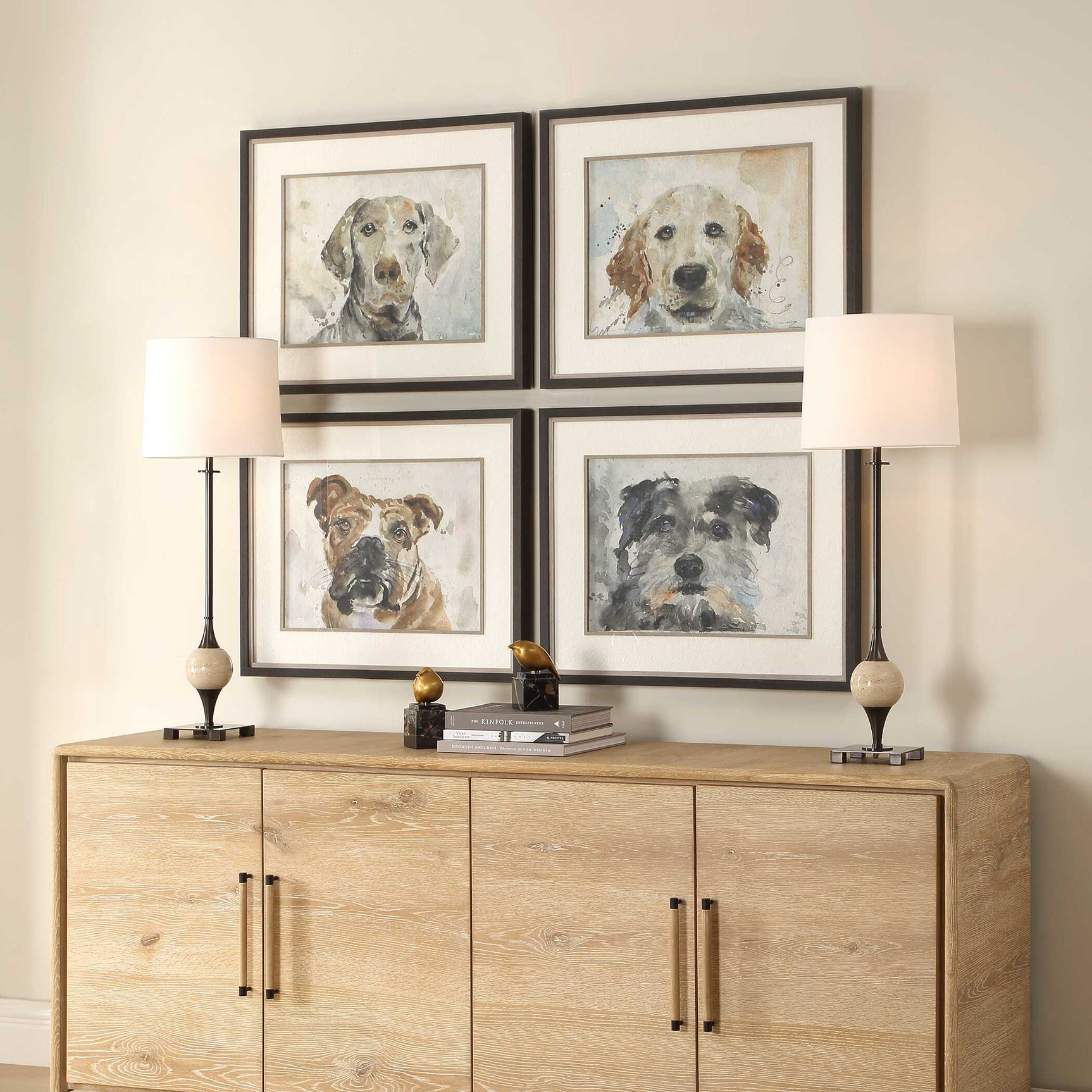 Dog Days Multicolor Framed Prints (Set of 4)